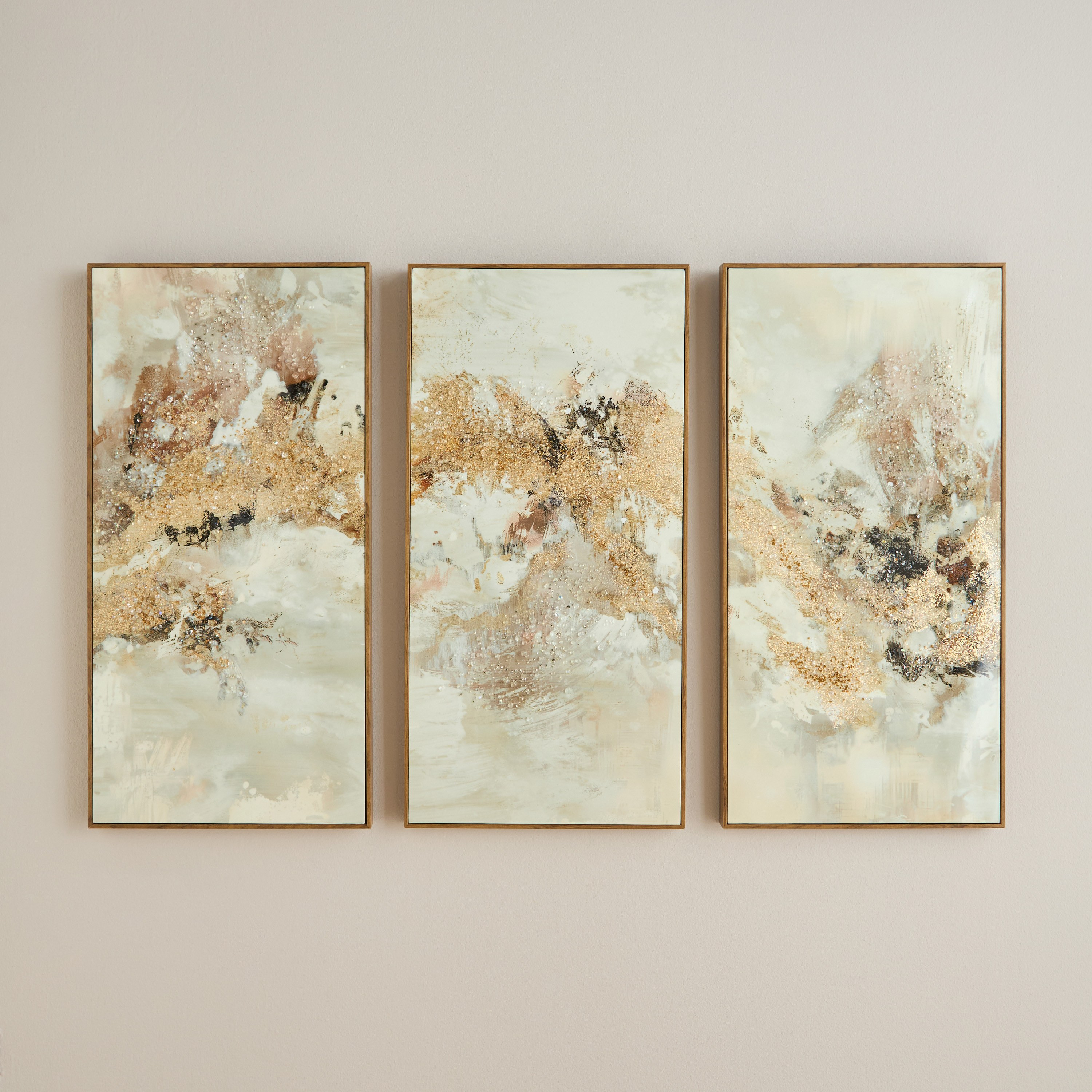 Sigge Panel 3-Piece Framed Canvas Jewelled Wall Art Set - 80x120 cm-household-walldecorandmirrors-wallart-image-1