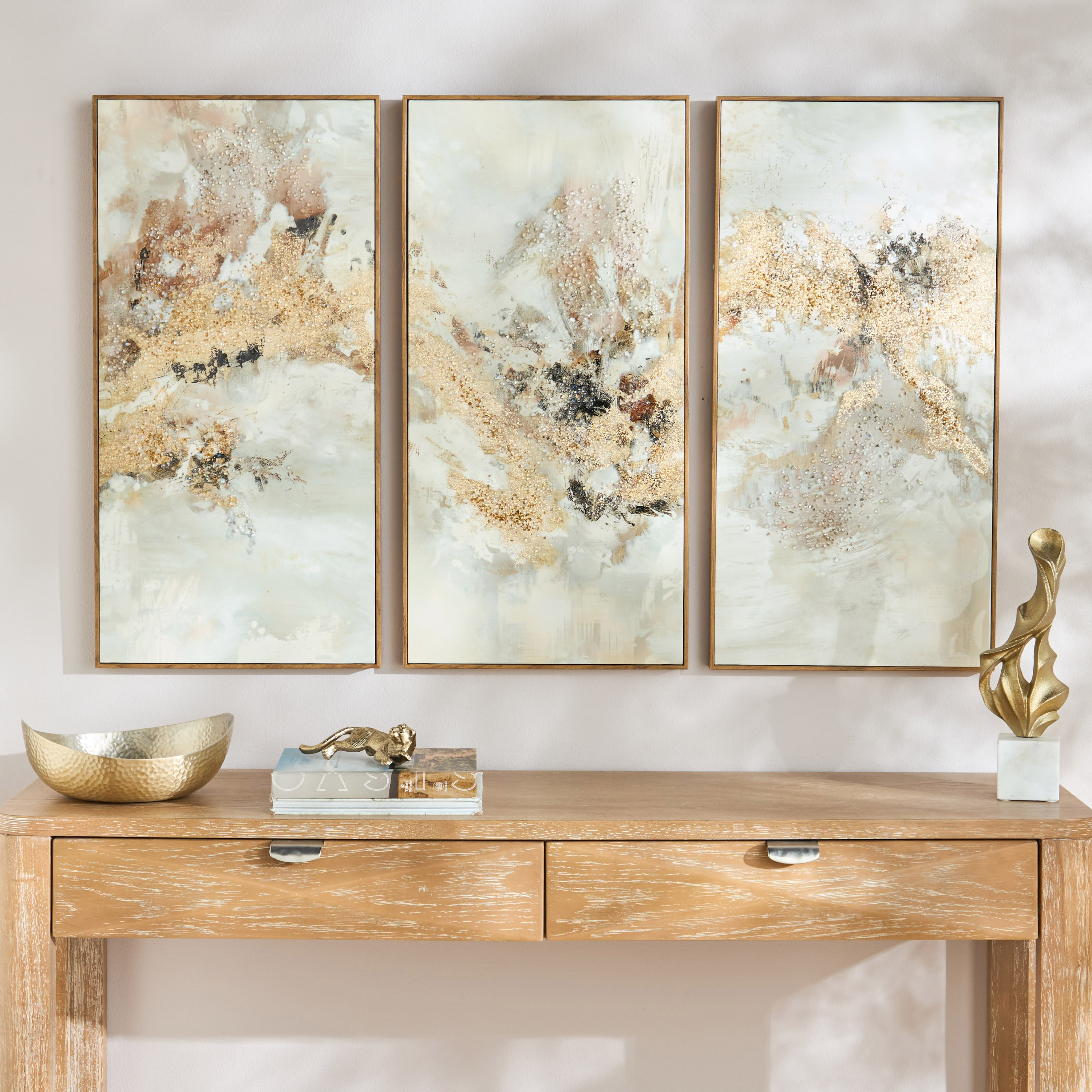 Sigge Panel 3-Piece Framed Canvas Jewelled Wall Art Set - 80x120 cm-household-walldecorandmirrors-wallart-image-3