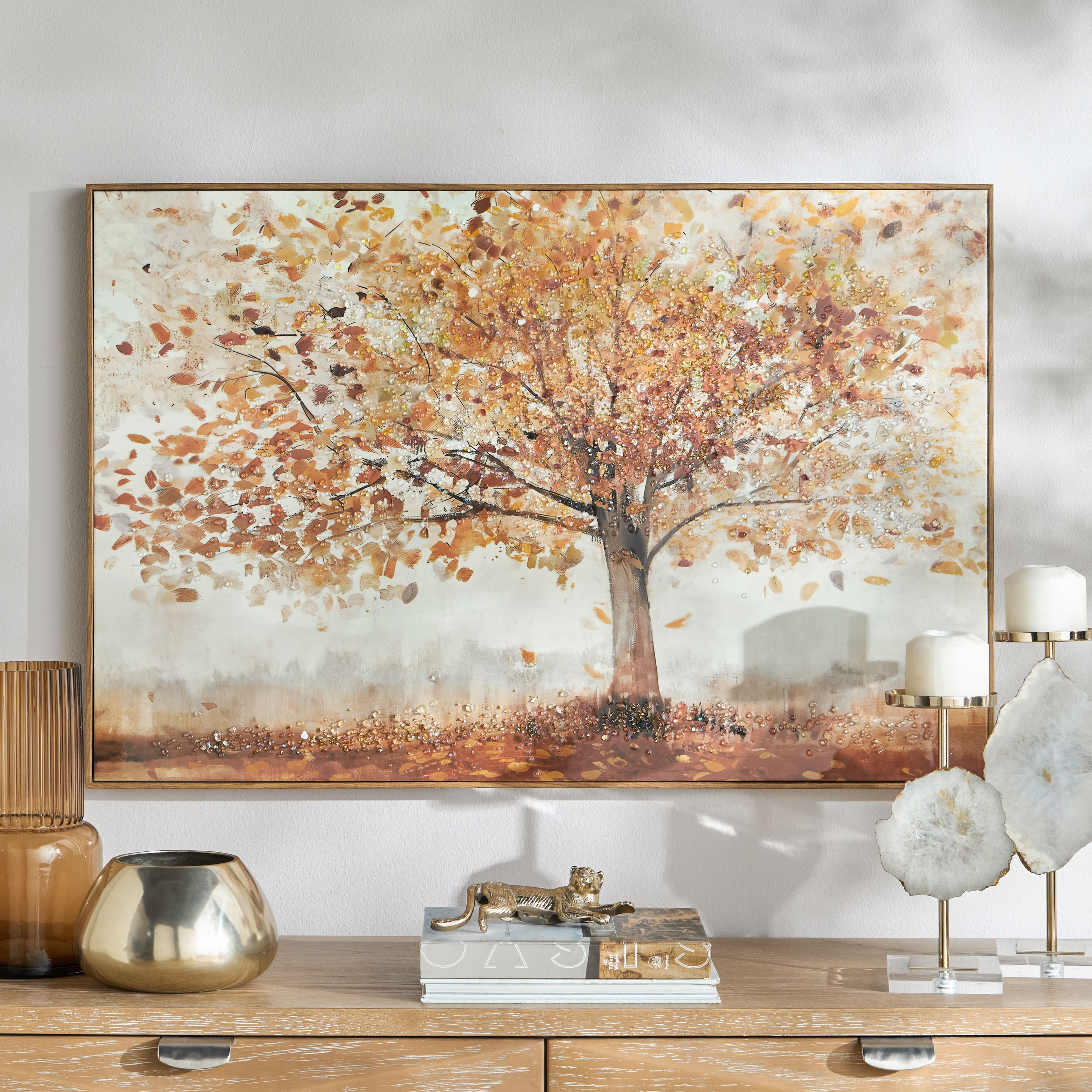Fenja Framed Canvas Jewelled Wall Art - 90x60 cm-household-walldecorandmirrors-wallart-image-3