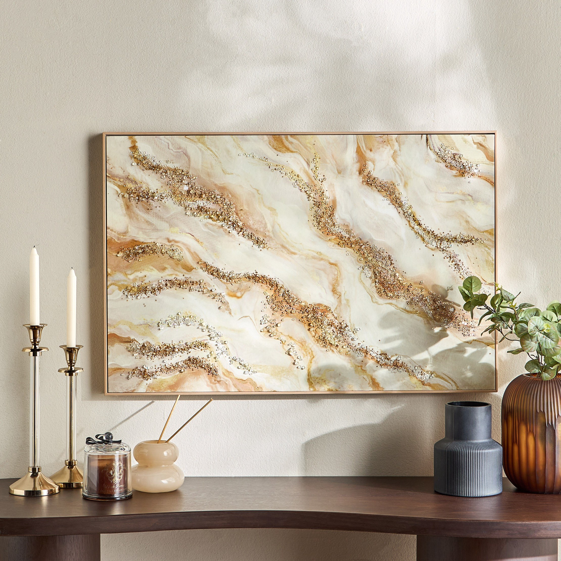 Runa Jewelled Framed Canvas Wall Art - 60x90 cm-household-walldecorandmirrors-wallart-image-3