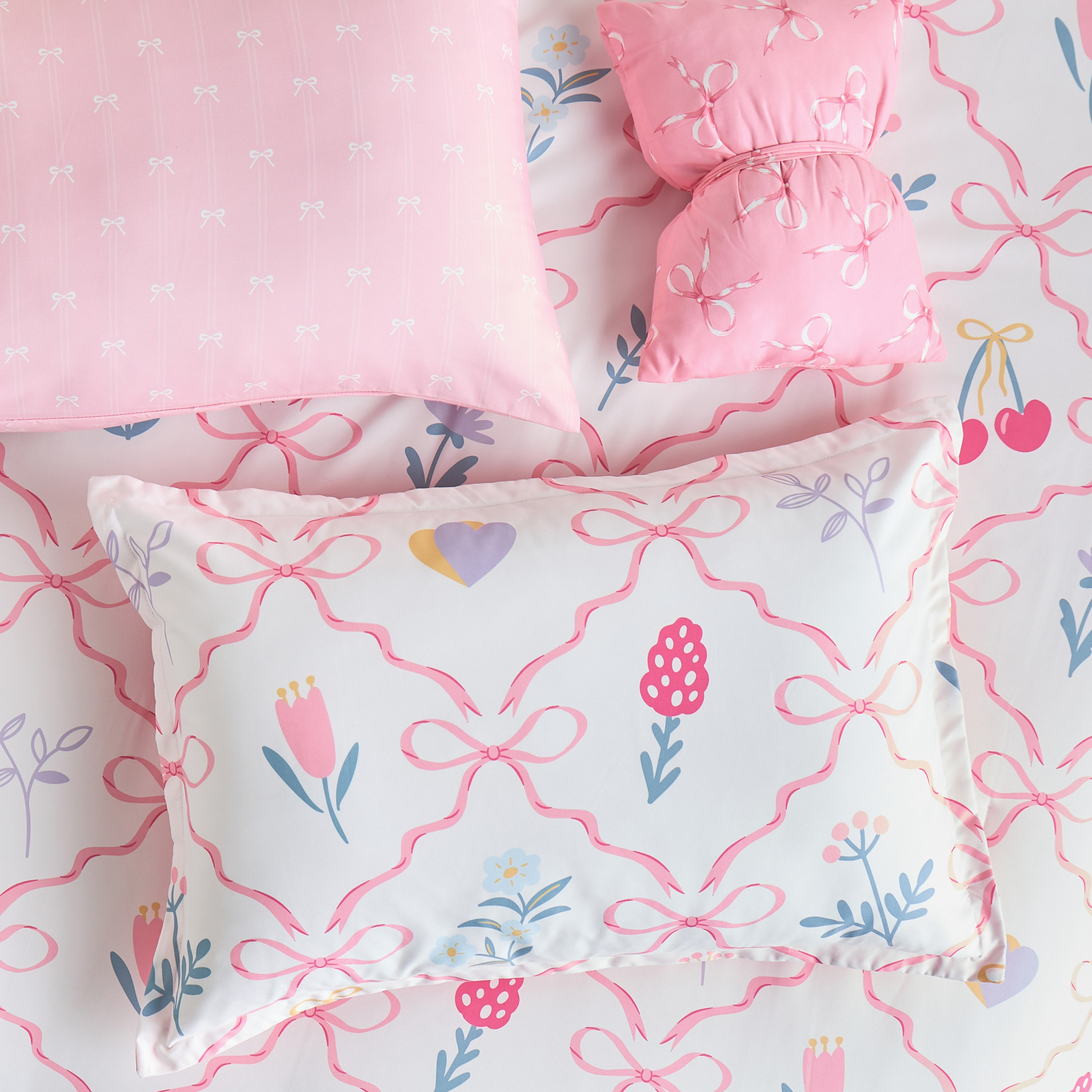 Bows Printed 5-Piece Single Comforter Set - 135x220 cm-babyandkids-beddingandwindows-bedding-comforters-image-3