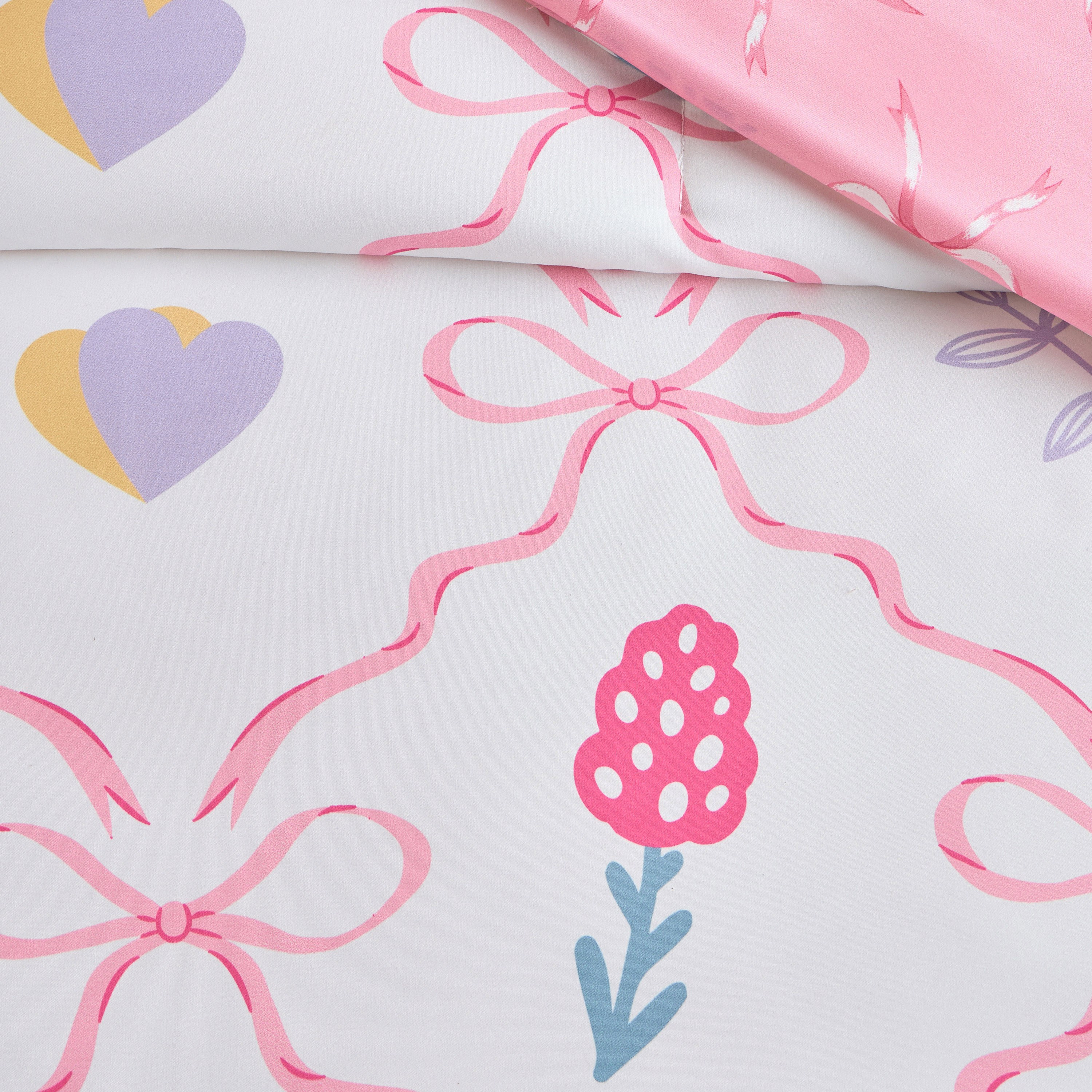 Bows Printed 5-Piece Single Comforter Set - 135x220 cm-babyandkids-beddingandwindows-bedding-comforters-image-4