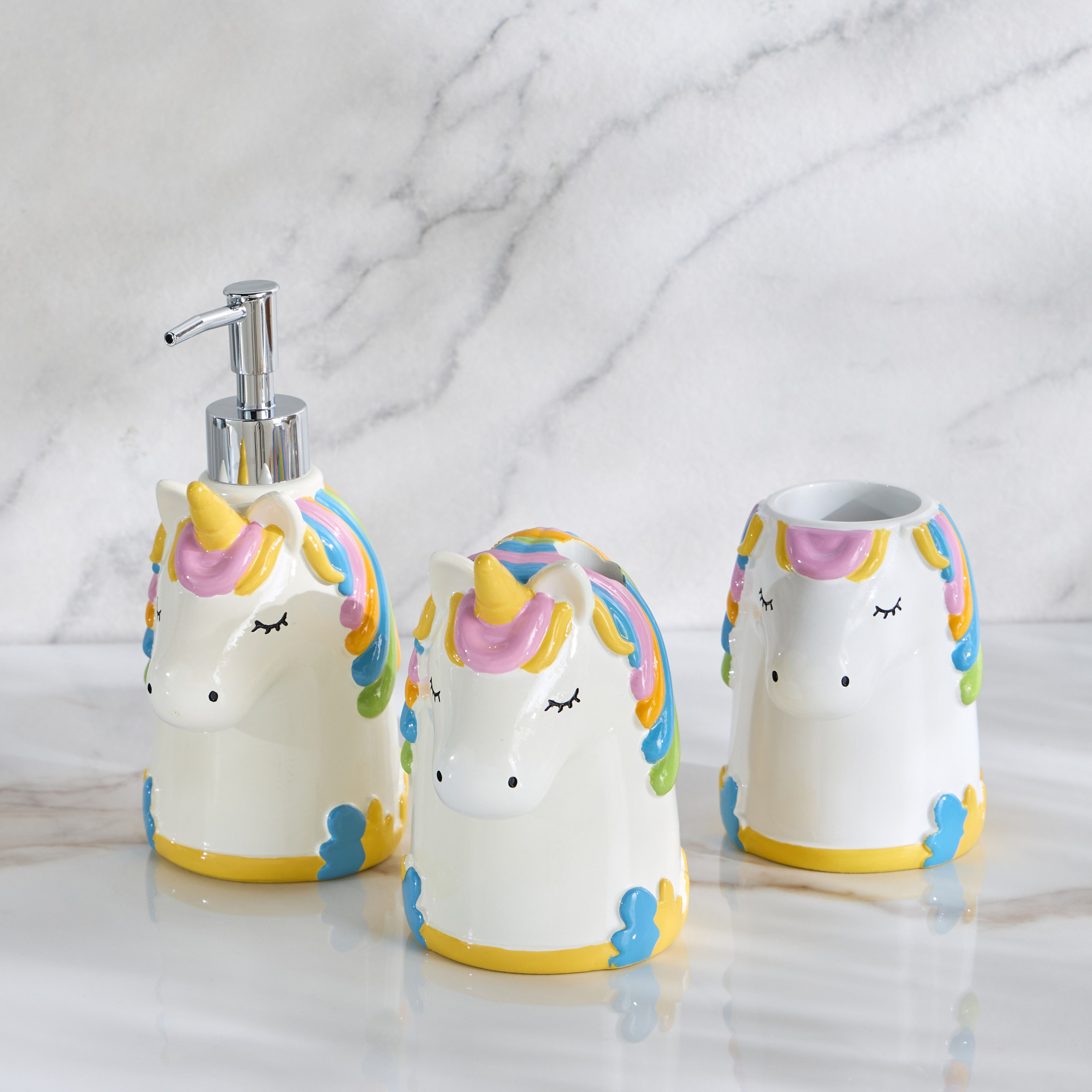 Unicorn 3-Piece Bath Accessory Set-babyandkids-bathandstorage-bath-bathroomaccessories-image-1