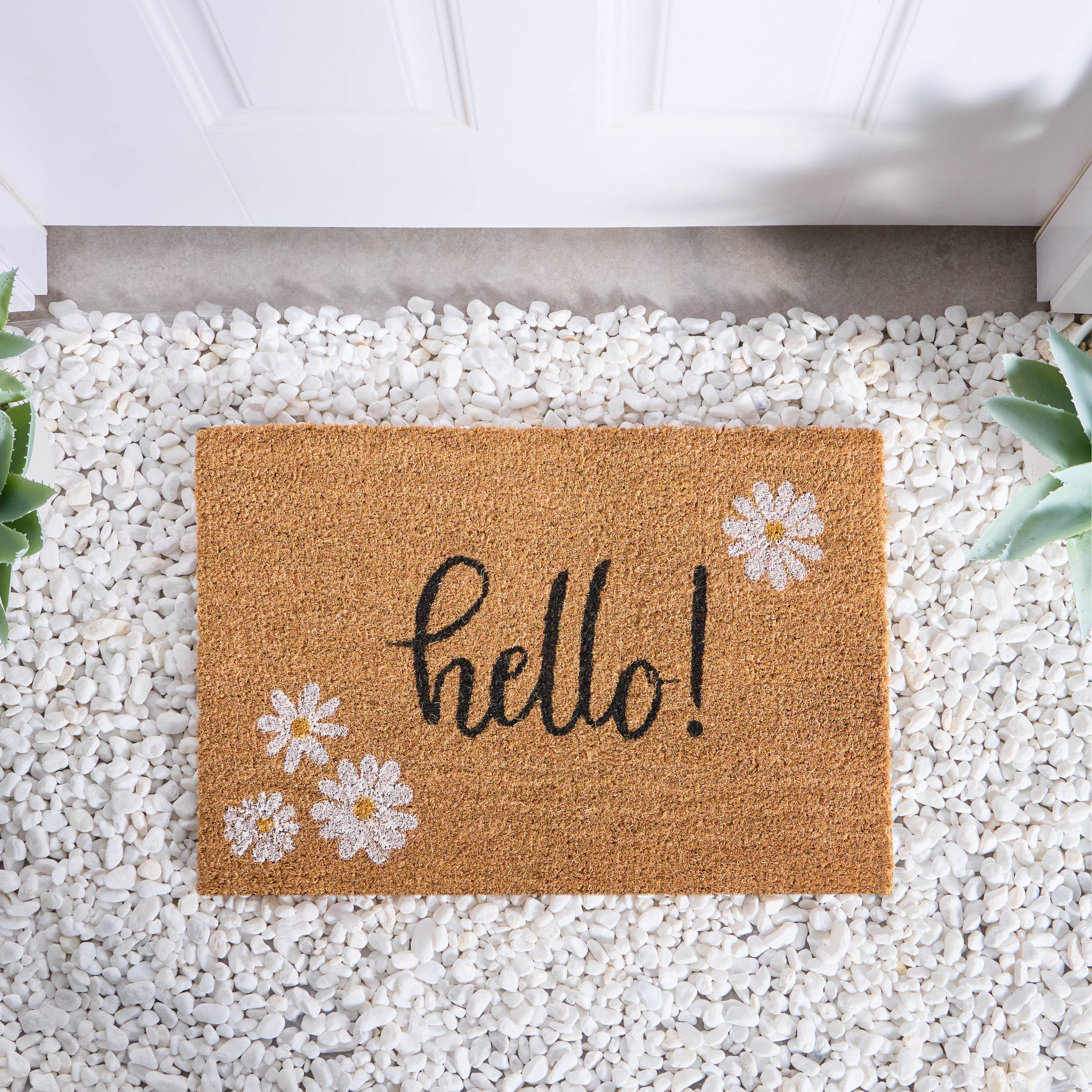 Hello & Flowers Doormat - 40x60 cm-household-rugsandcarpets-doormats-image-1