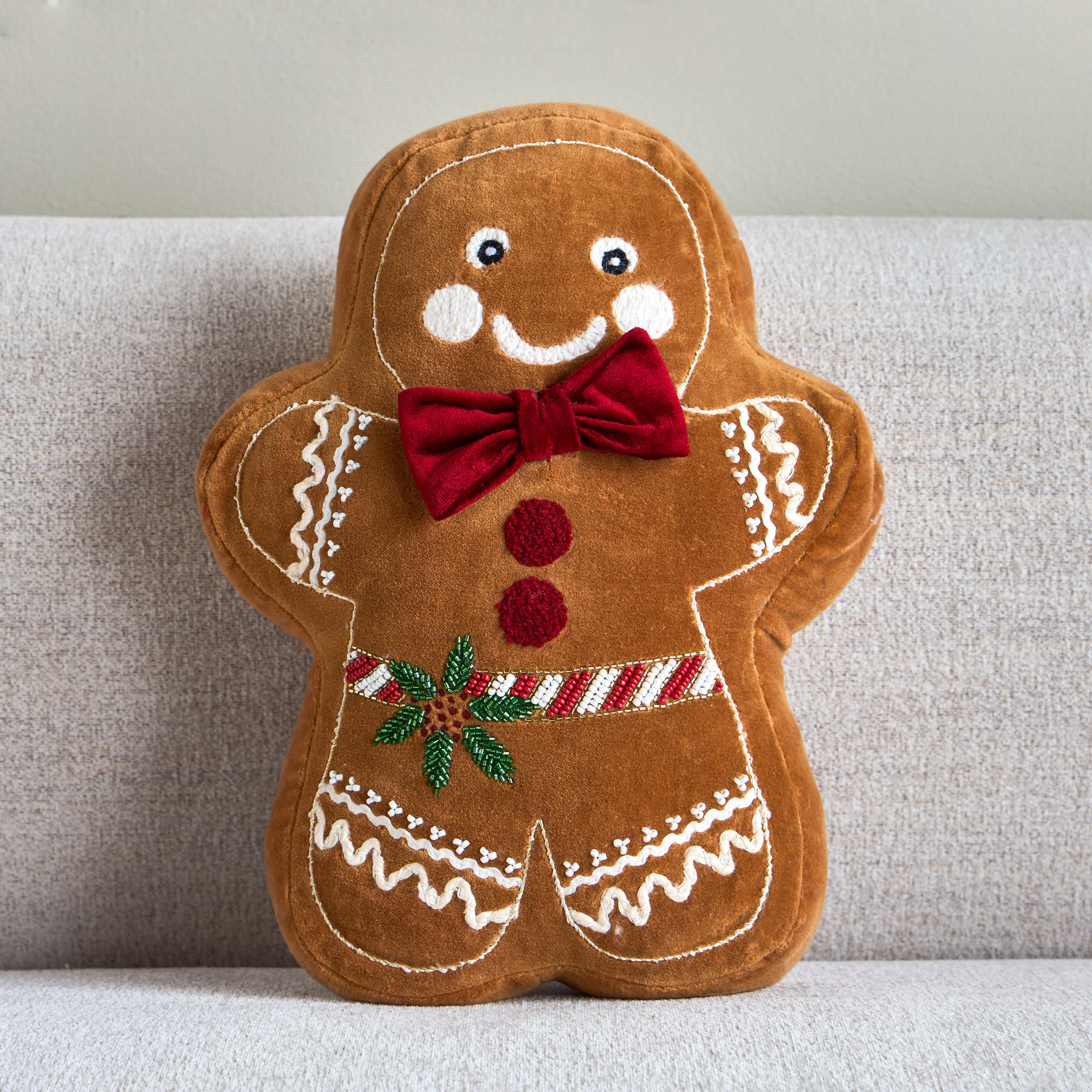 Shop Gingerbread Man Beaded Filled Cushion Online | Homecentre Qatar