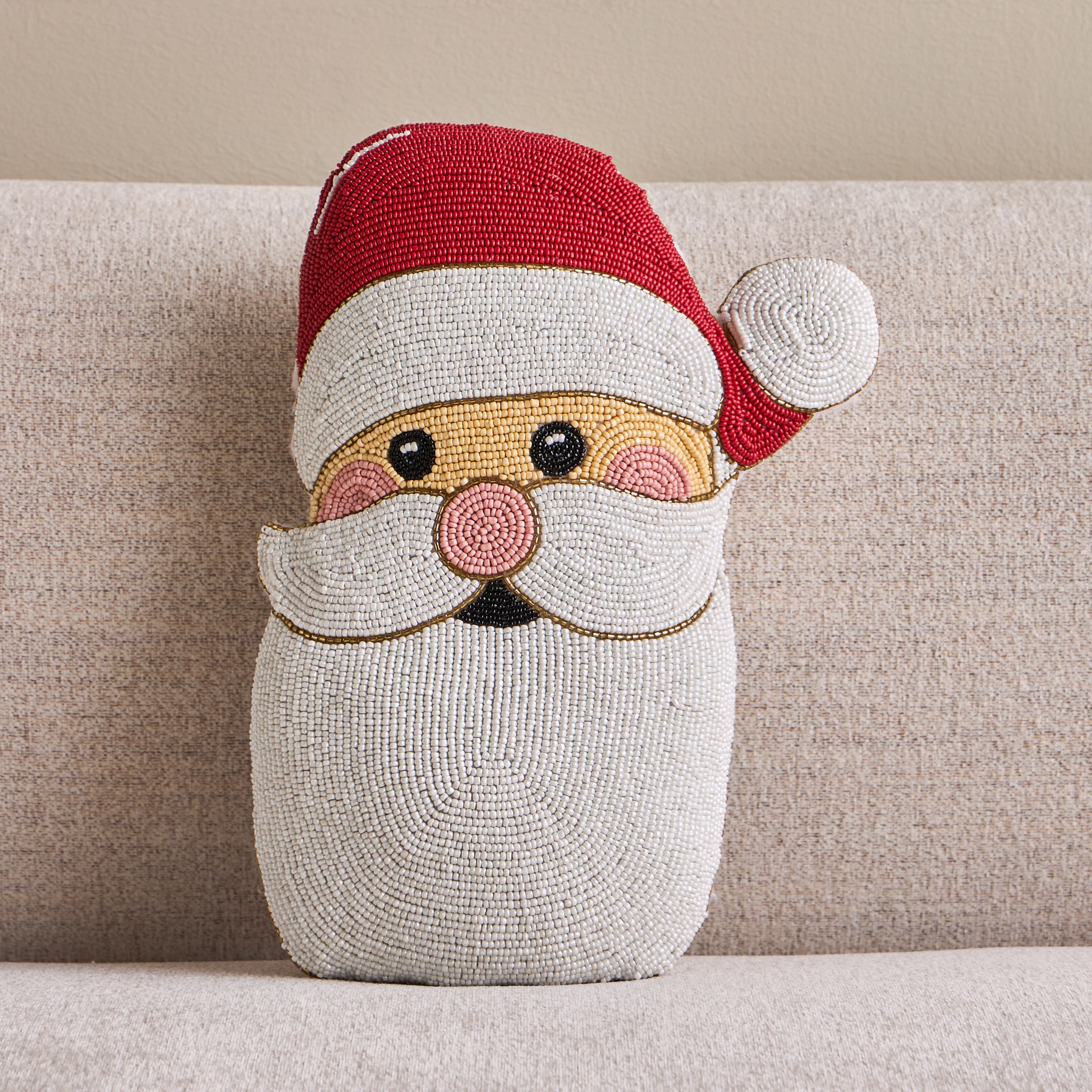 Shop Santa Beaded Filled Cushion - 30x38 cm Online | Homecentre UAE
