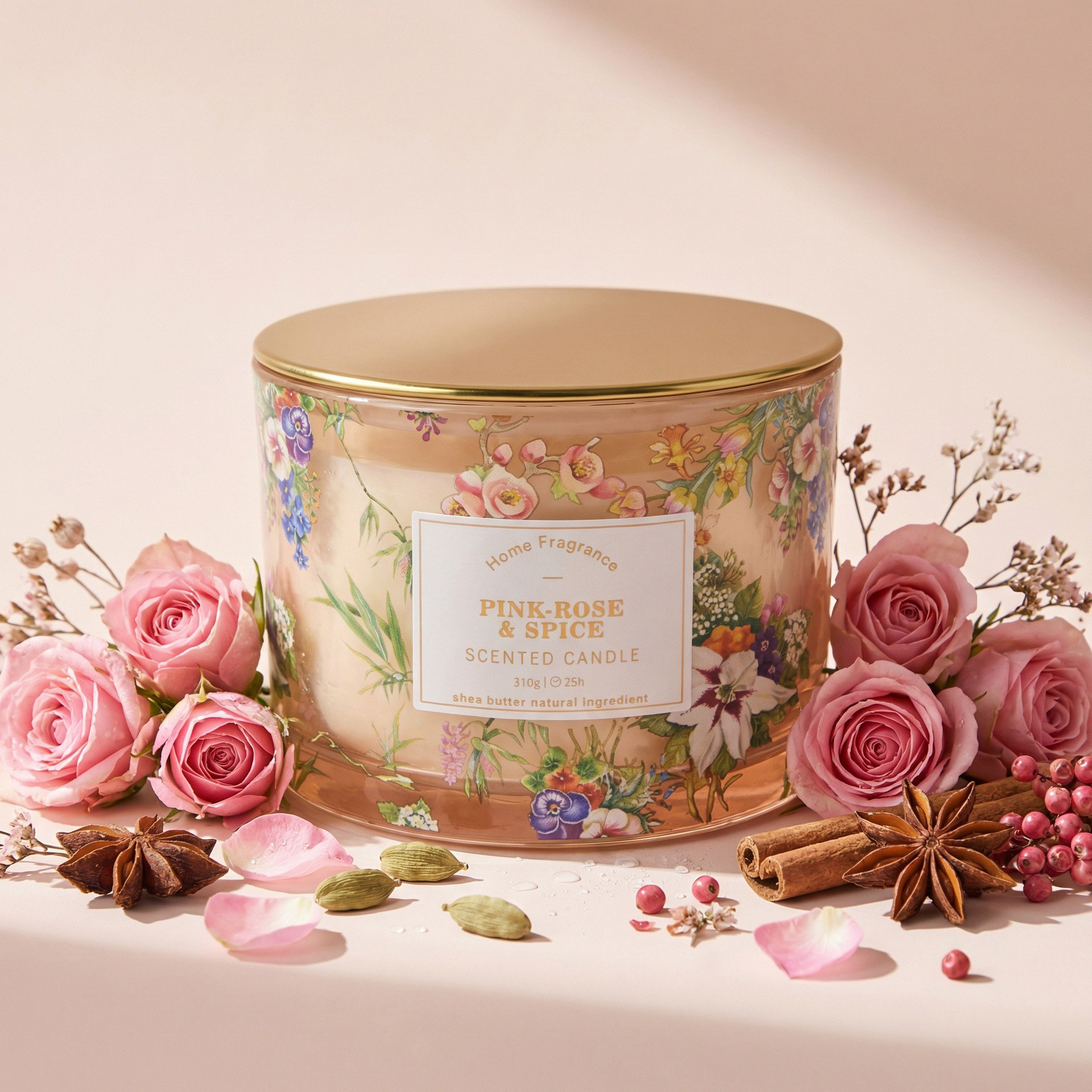 Ambience Garden Rose and Spice Scented Jar Candle - 25 h-household-homefragrance-candles-image-1