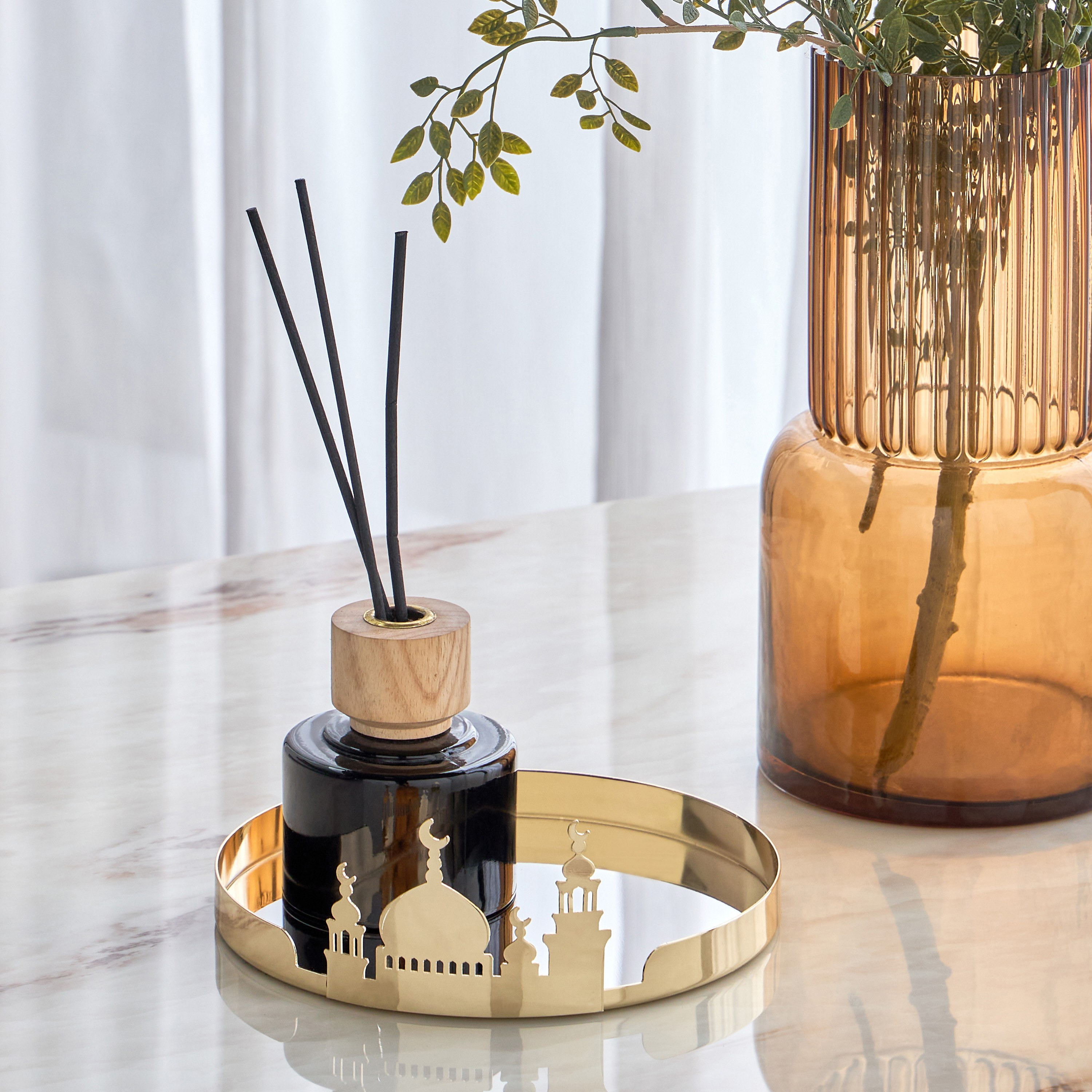 صحن ديكور معدن - مجلس - 25x25 سم-household-decor-boxesandtrays-image-3