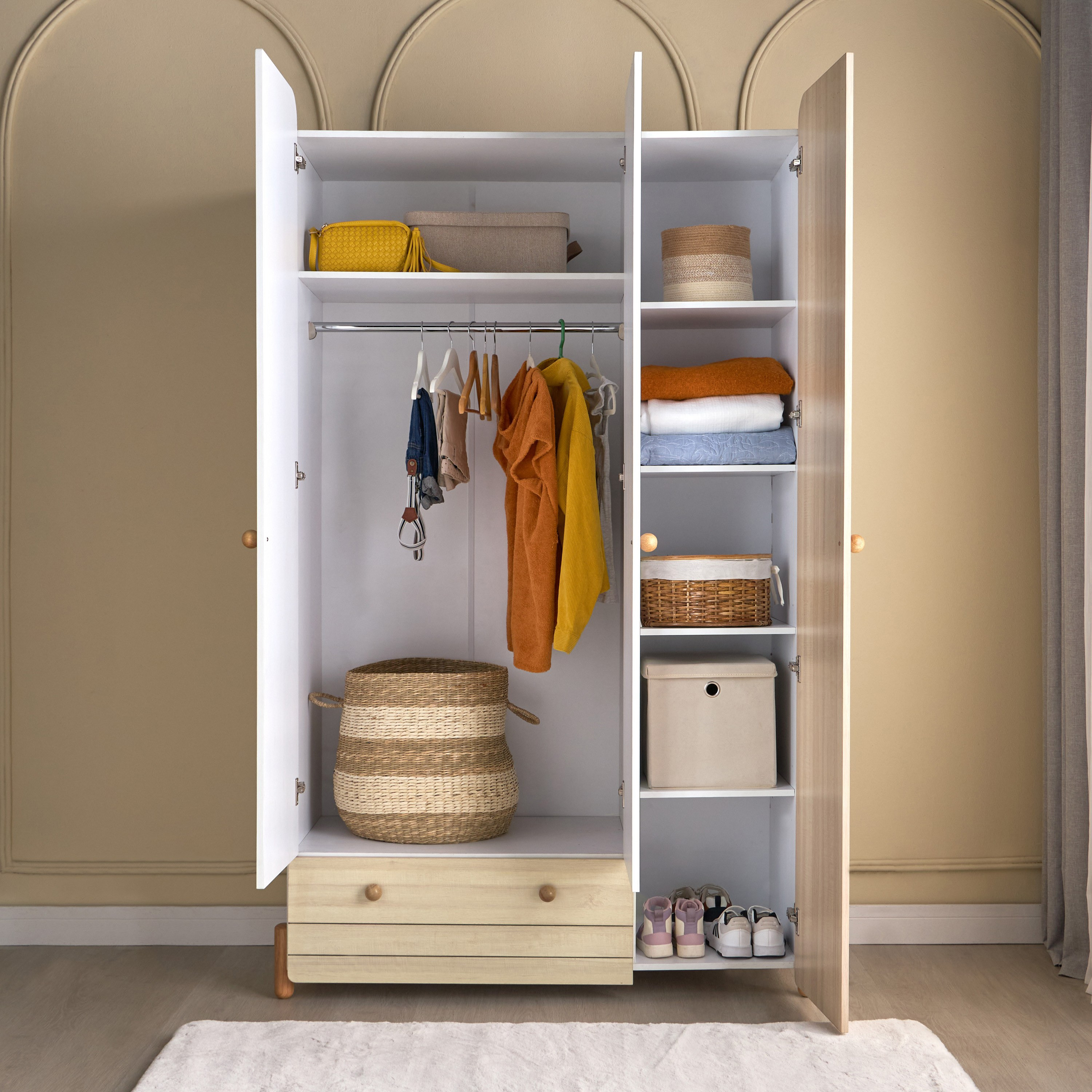 Jack 3-Door Wardrobe with Drawers-babyandkids-roomfurniture-wardrobes-image-3