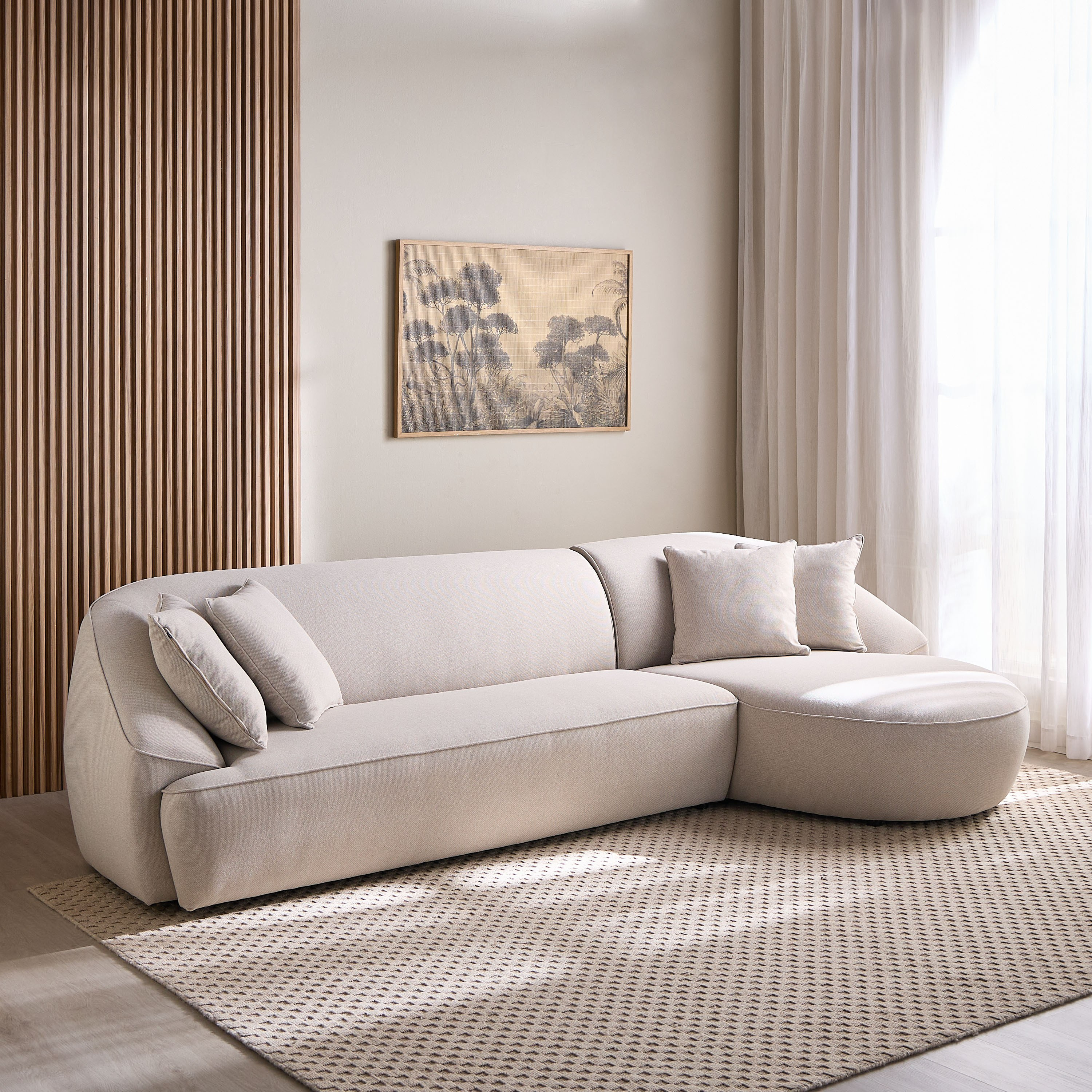 Roanne 4-Seater Fabric Right Corner Sofa