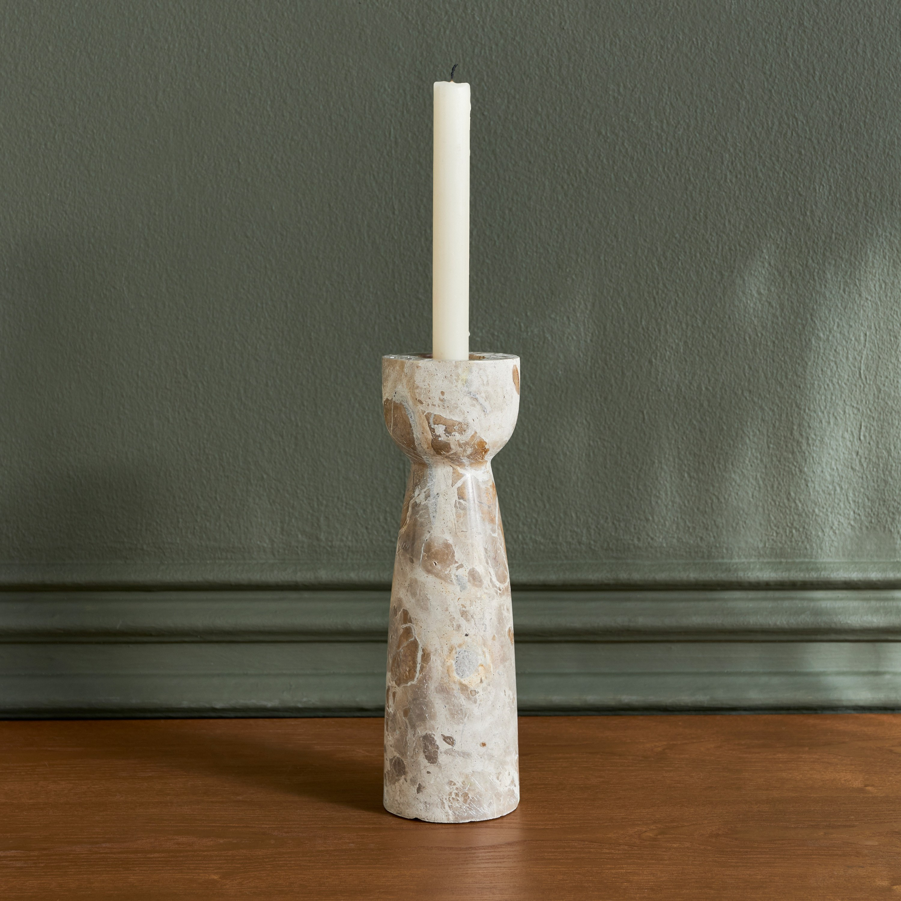 Raha Leopard Marble Taper Candleholder - 25 cm-household-decor-candleholdersandlanterns-image-1