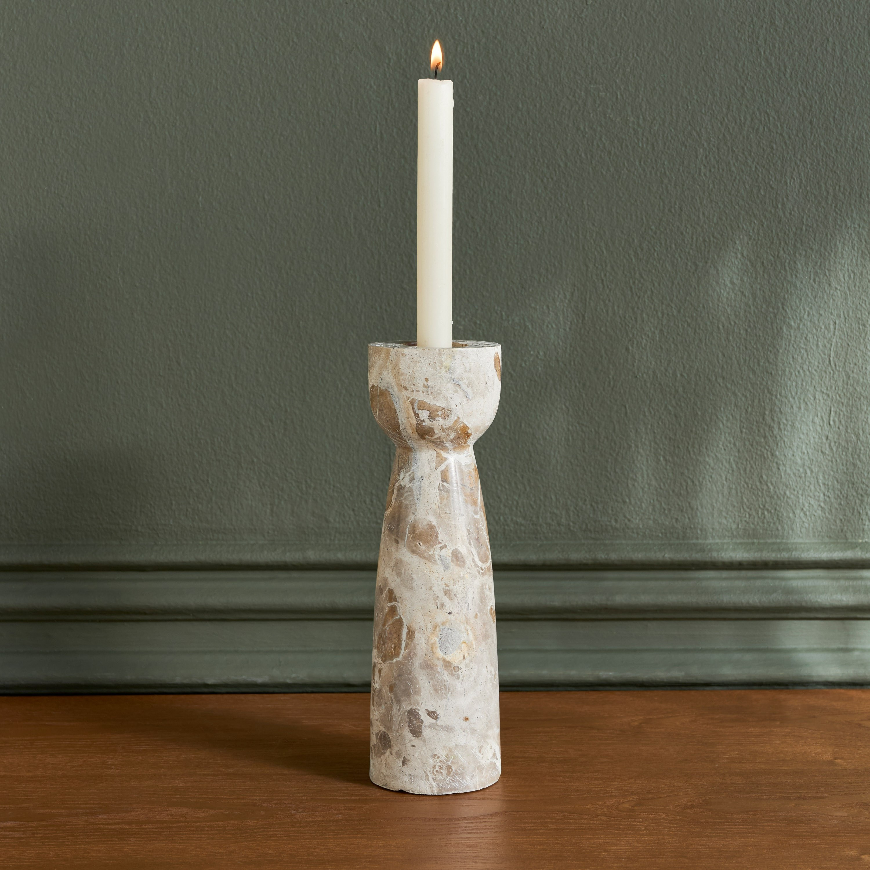 Raha Leopard Marble Taper Candleholder - 25 cm-household-decor-candleholdersandlanterns-image-2
