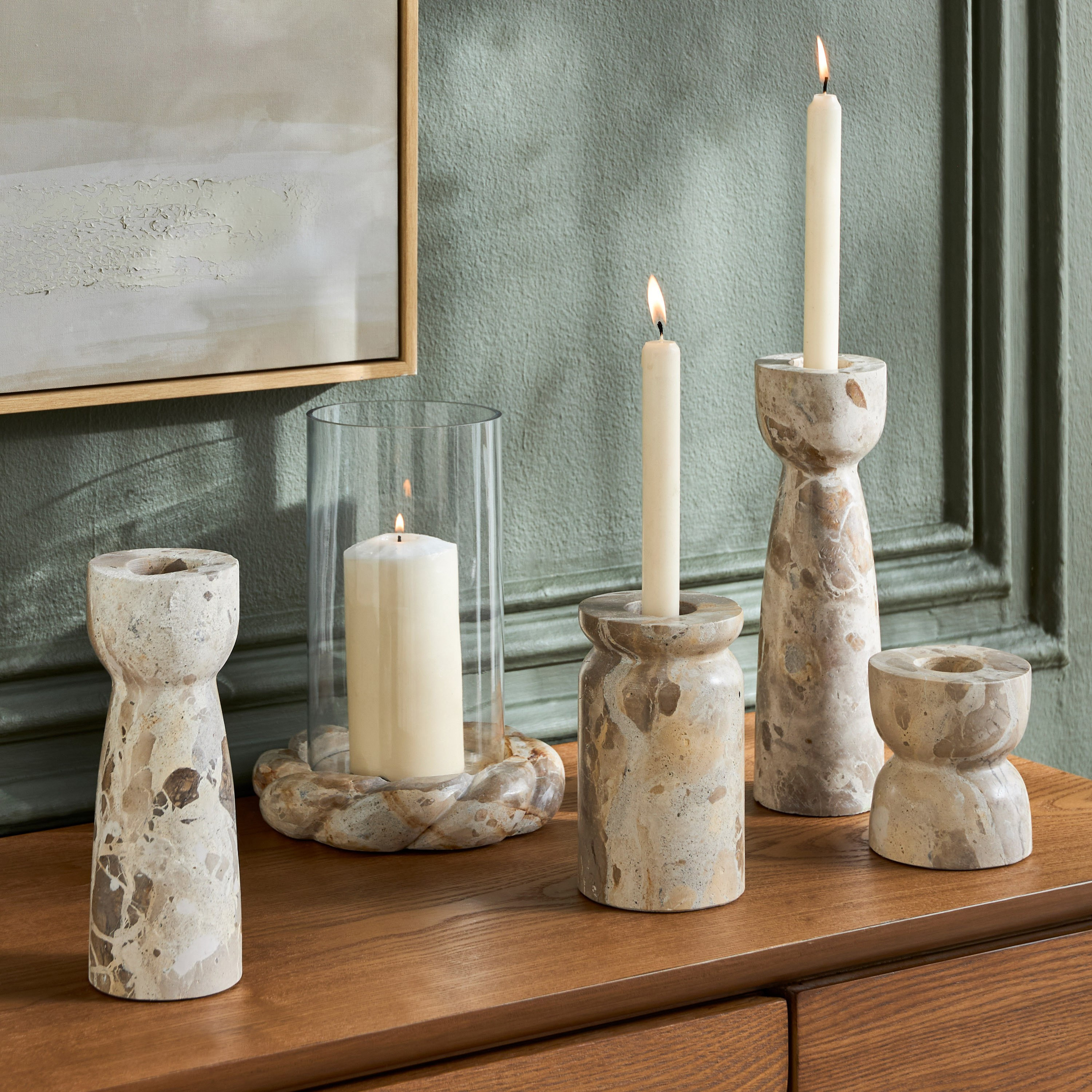 حامل شموع رفيعة من الرخام - راحة - 15 سم-household-decor-candleholdersandlanterns-image-5