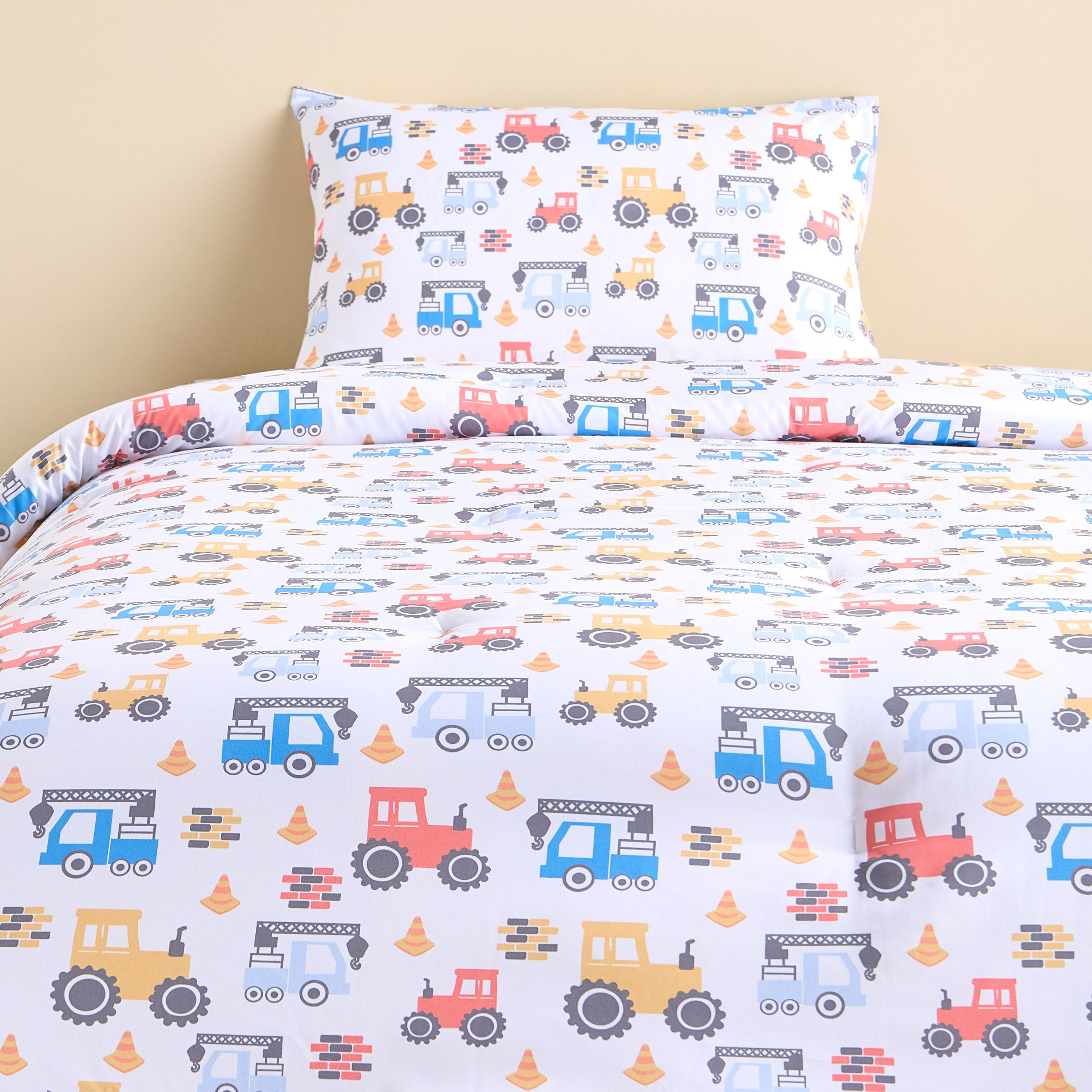 طقم لحاف كامل قطعتين بطبعات مركبات بناء - أمفورا - 160x220 سم-babyandkids-beddingandwindows-bedding-comforters-image-2