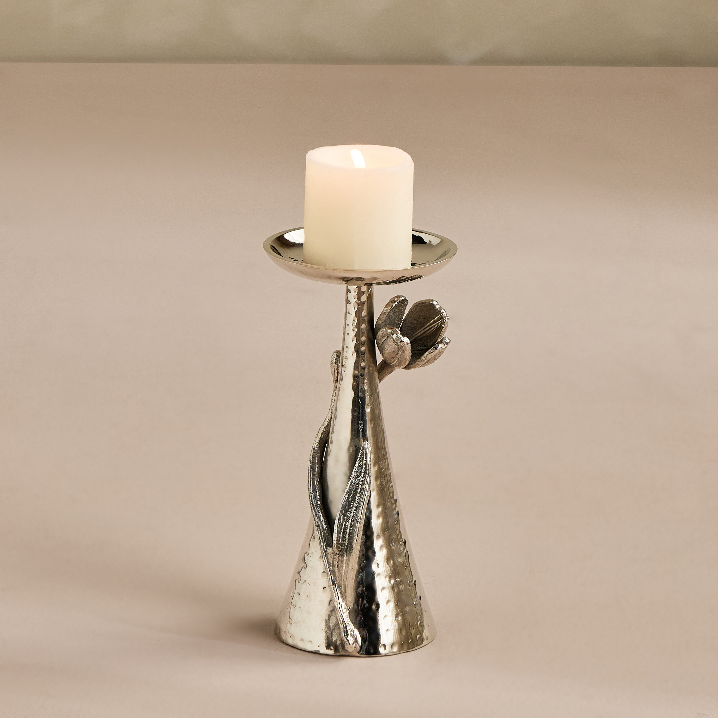 Tulip Metal Pillar Candleholder - 23 cm-household-decor-candleholdersandlanterns-image-2