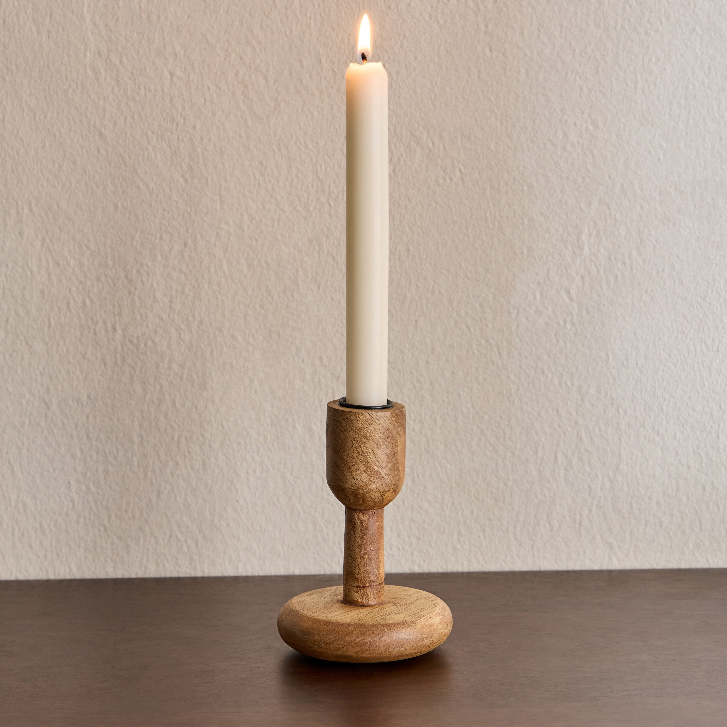 Cora Tee Wooden Taper Candleholder - 13 cm-household-decor-candleholdersandlanterns-image-2