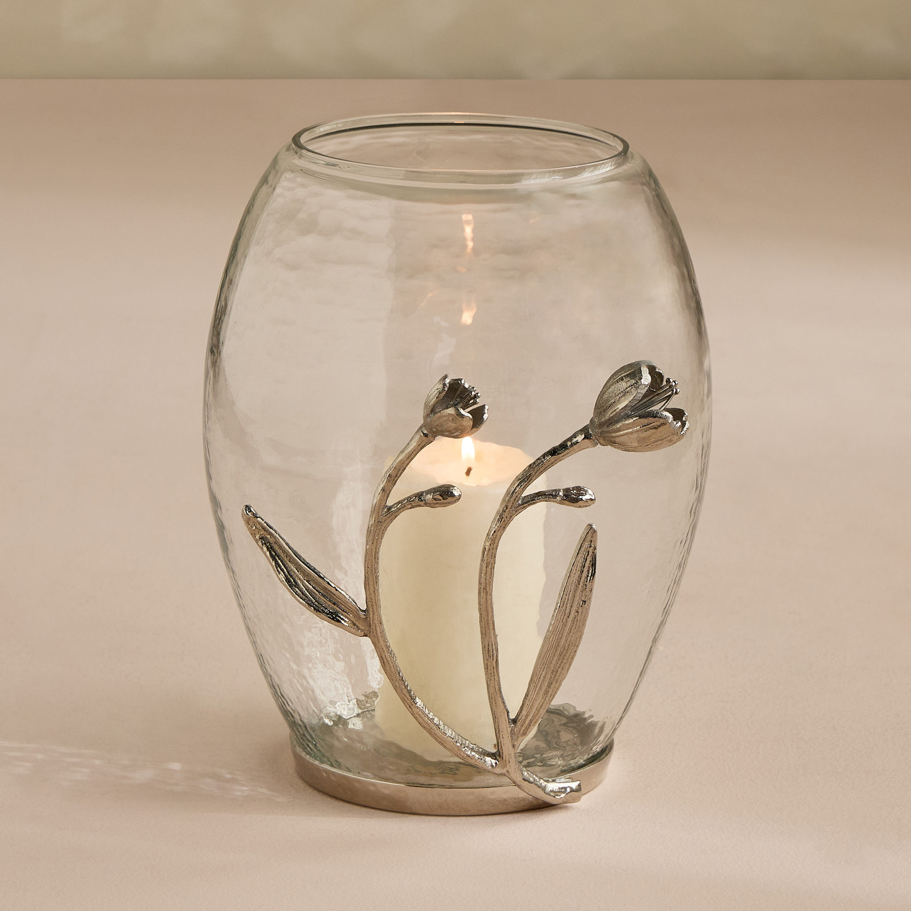 Tulip Glass Hurricane Candleholder - 28 cm-household-decor-candleholdersandlanterns-image-2