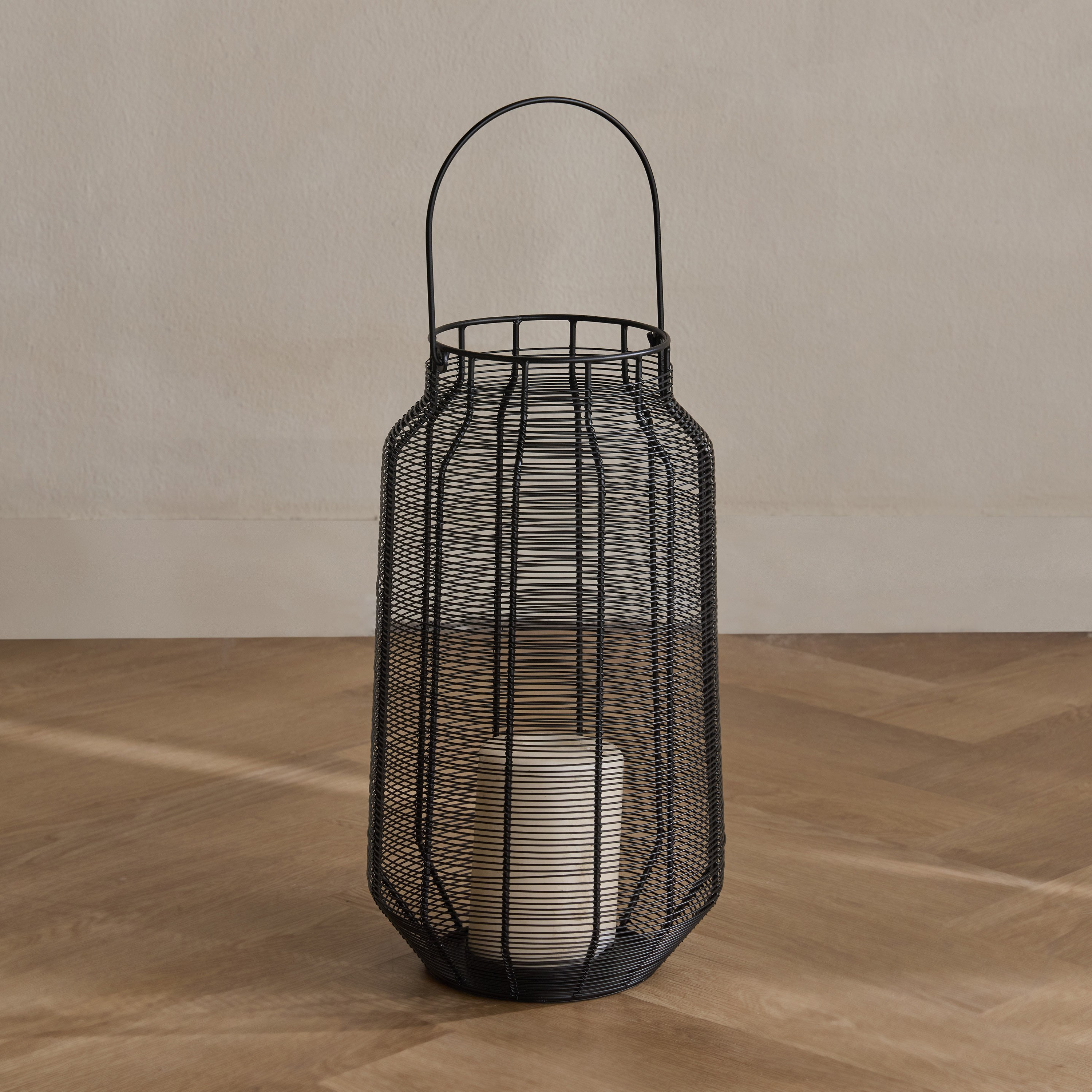 Wireframe Metal Lantern - 44 cm