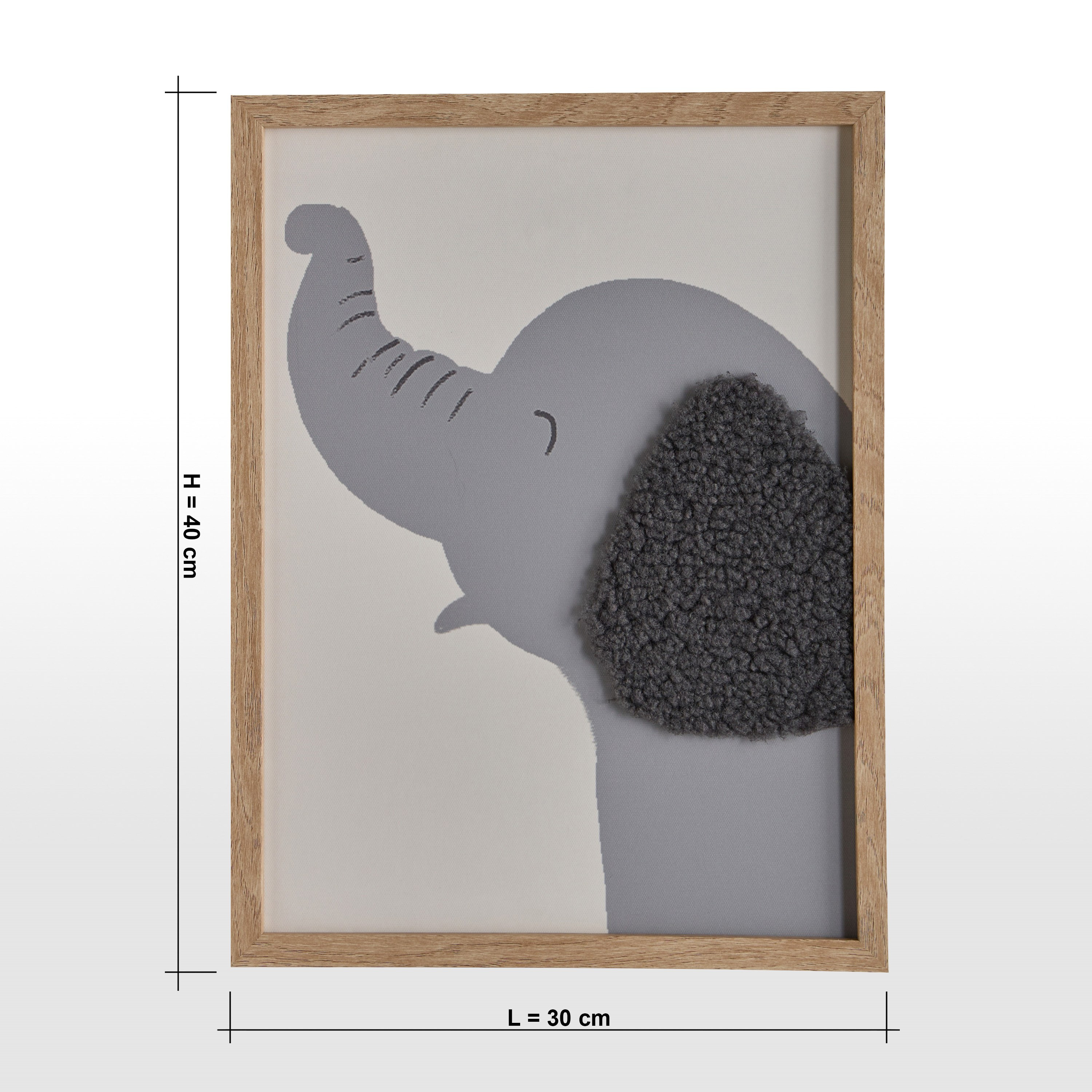 Elwin Elephant 3D Framed Canvas Wall Art - 30x40 cm-kids-decorandlighting-decor-wallart-image-4