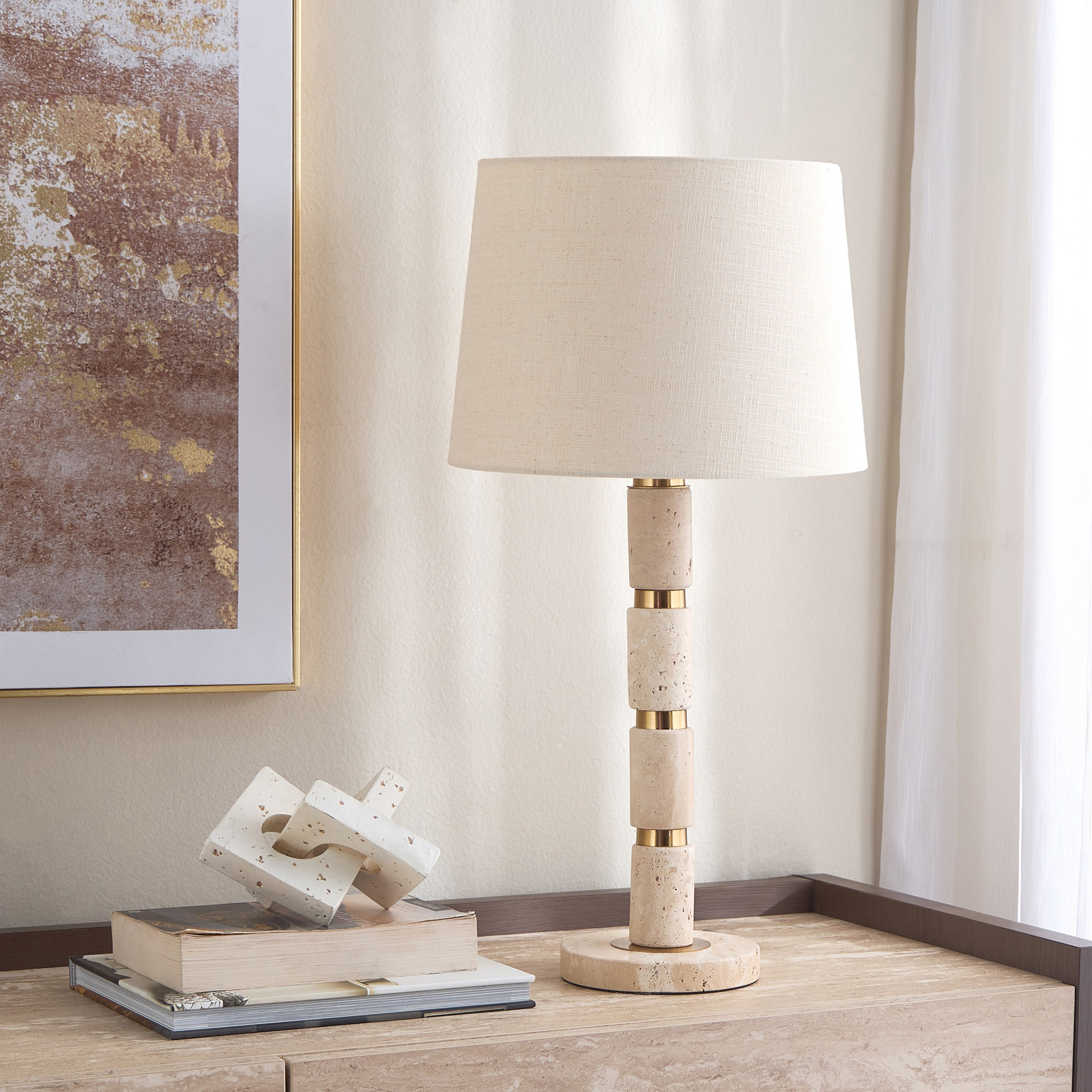 Cody Travertine Table Lamp - 62 cm-household-lighting-tableanddesklamps-image-5