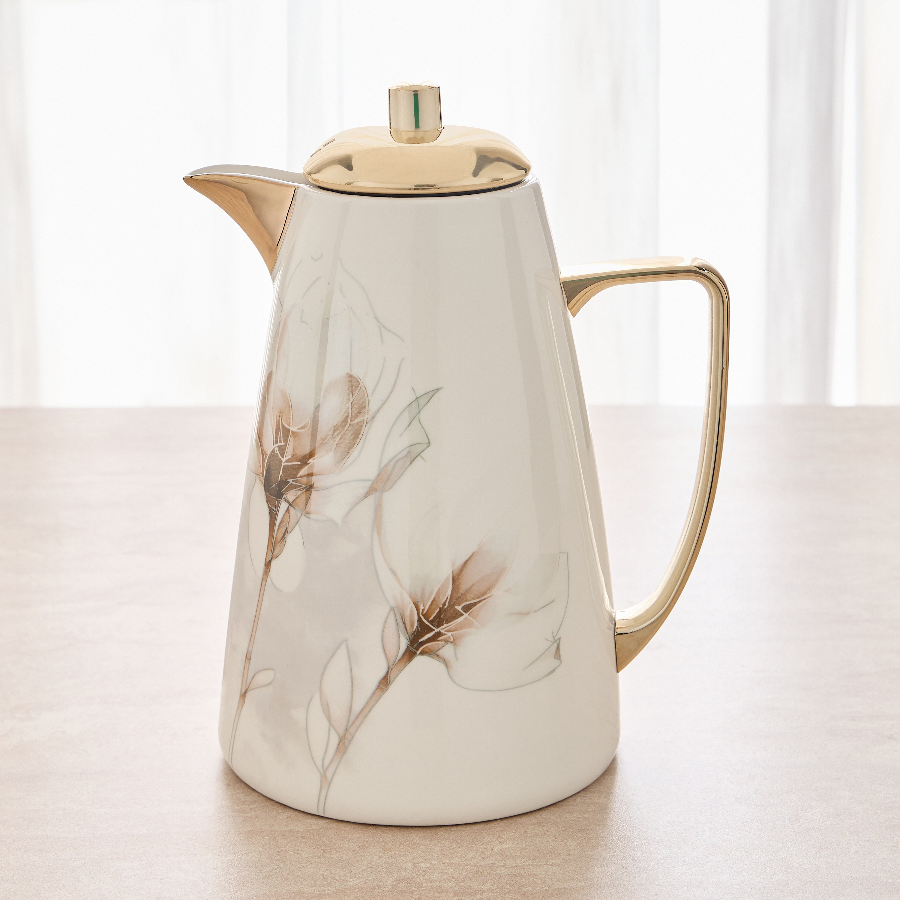 Zuhur Porcelain Flask - 1 L-household-dining-teaandcoffee-vacuumflaskscoffeeandteapots-image-1