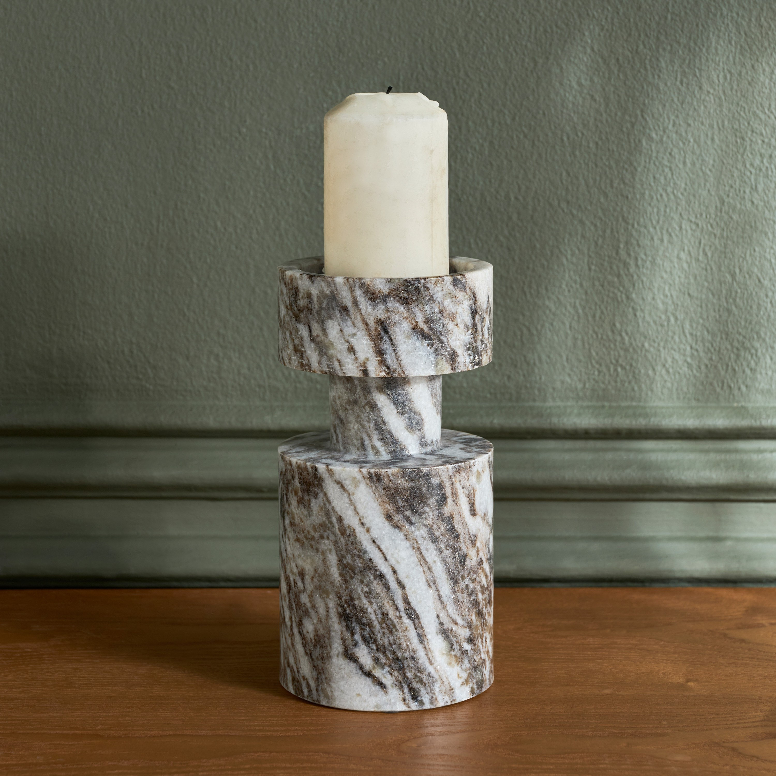 Nouf Voila Marble Pillar Candleholder - 20 cm-household-decor-candleholdersandlanterns-image-1