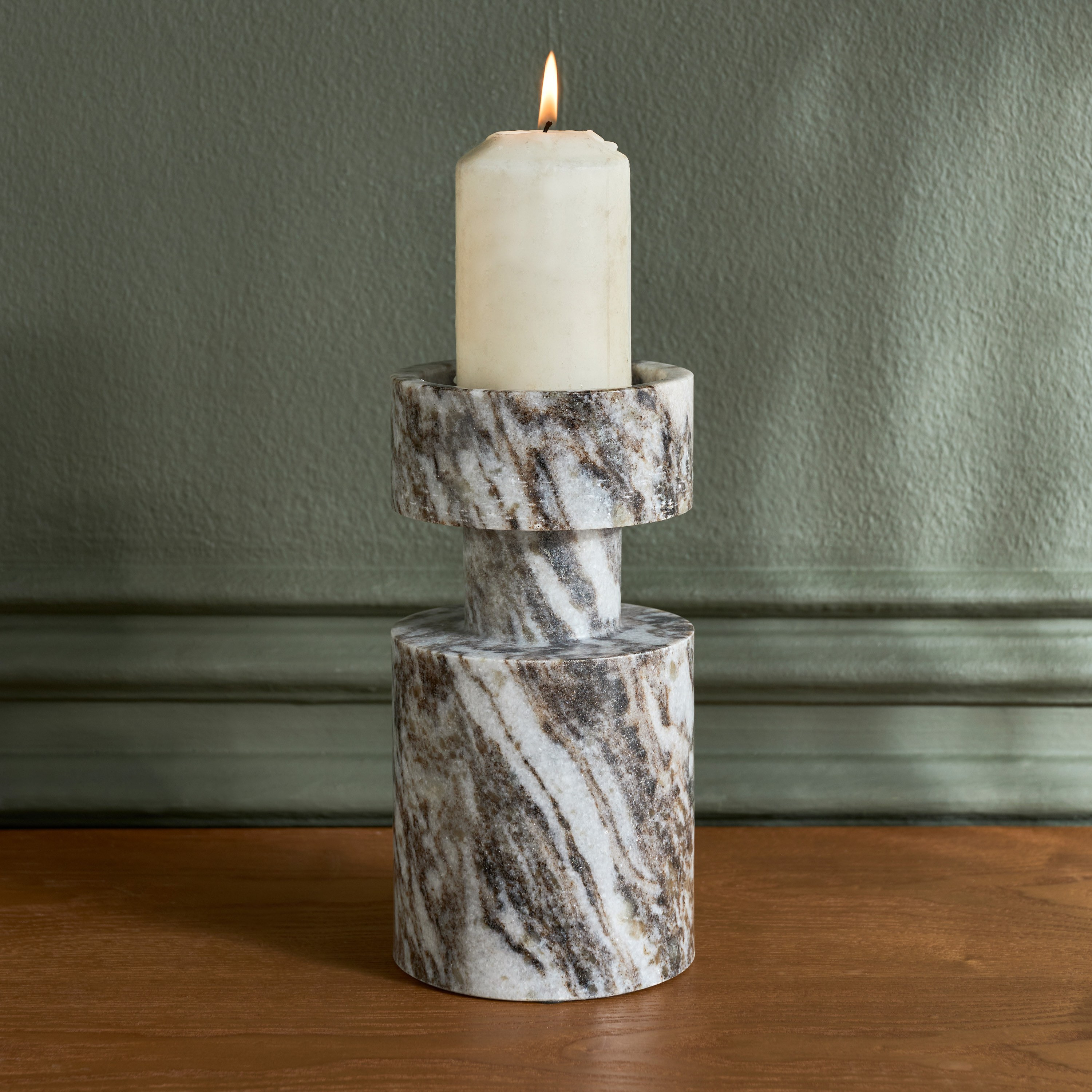 Nouf Voila Marble Pillar Candleholder - 20 cm-household-decor-candleholdersandlanterns-image-2