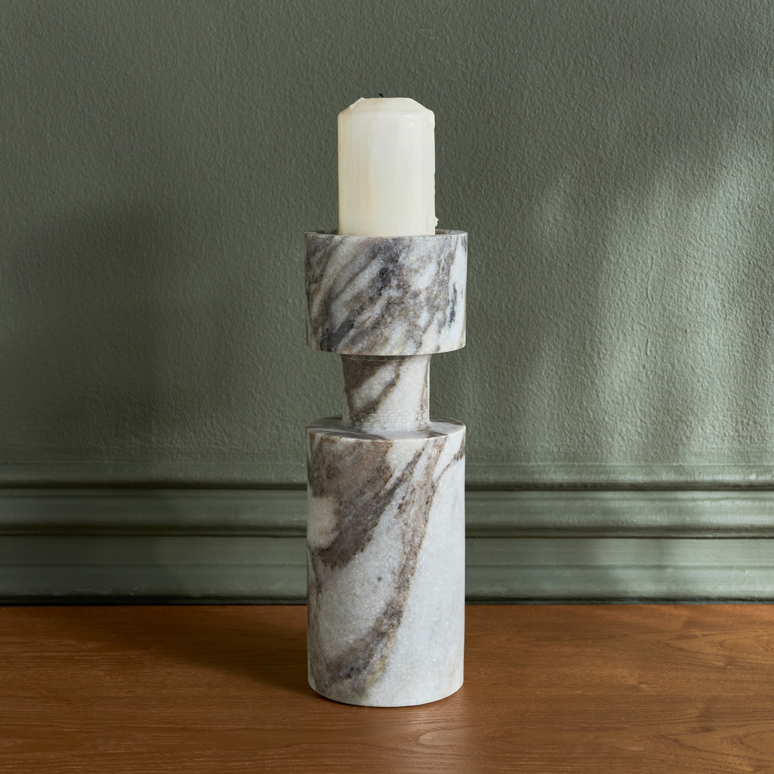 Nouf Voila Marble Pillar Candleholder - 28 cm-household-decor-candleholdersandlanterns-image-1