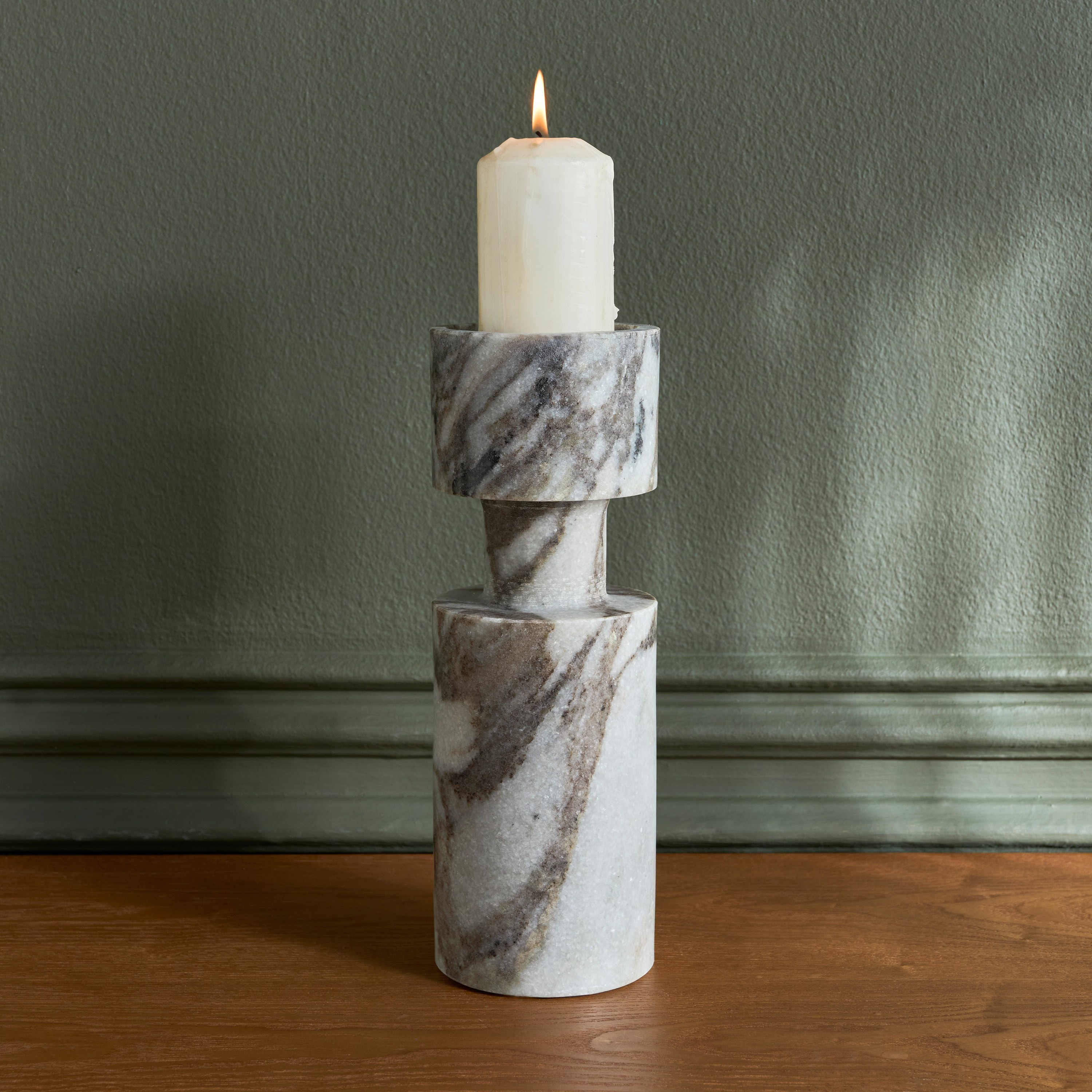 Nouf Voila Marble Pillar Candleholder - 28 cm-household-decor-candleholdersandlanterns-image-2