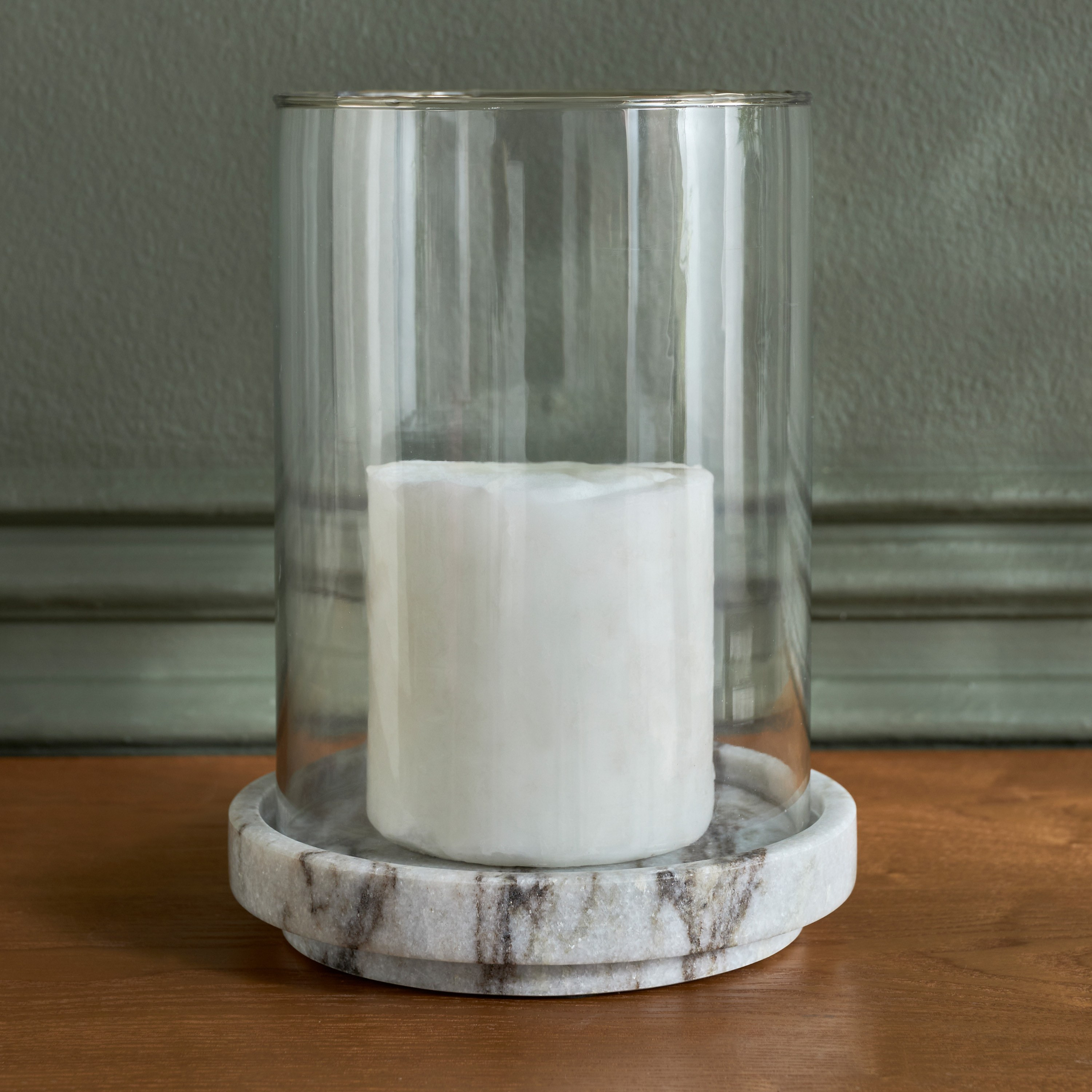 Nouf Voila Marble Hurricane Candleholder - 23 cm-household-decor-candleholdersandlanterns-image-1