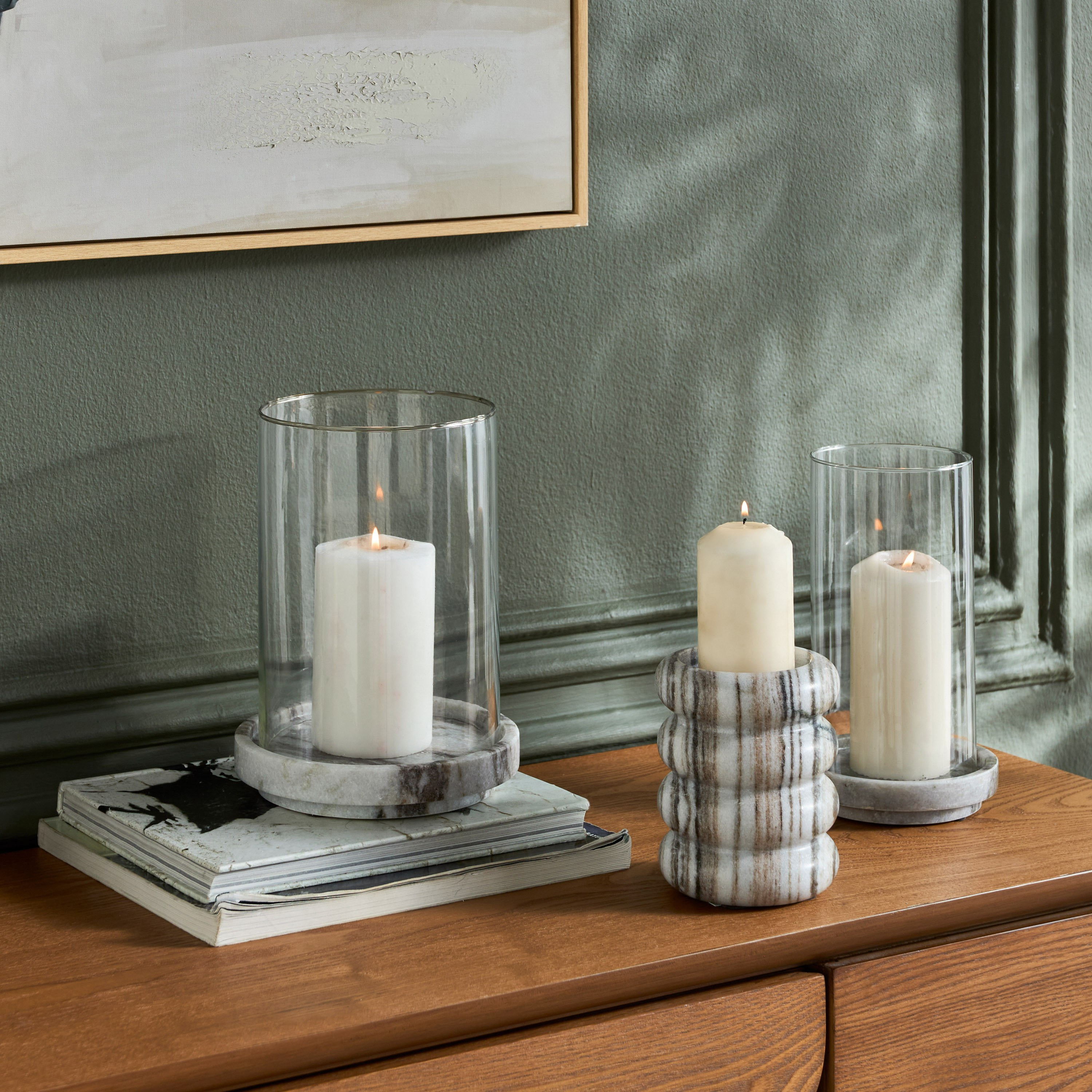 Nouf Voila Marble Hurricane Candleholder - 23 cm-household-decor-candleholdersandlanterns-image-5
