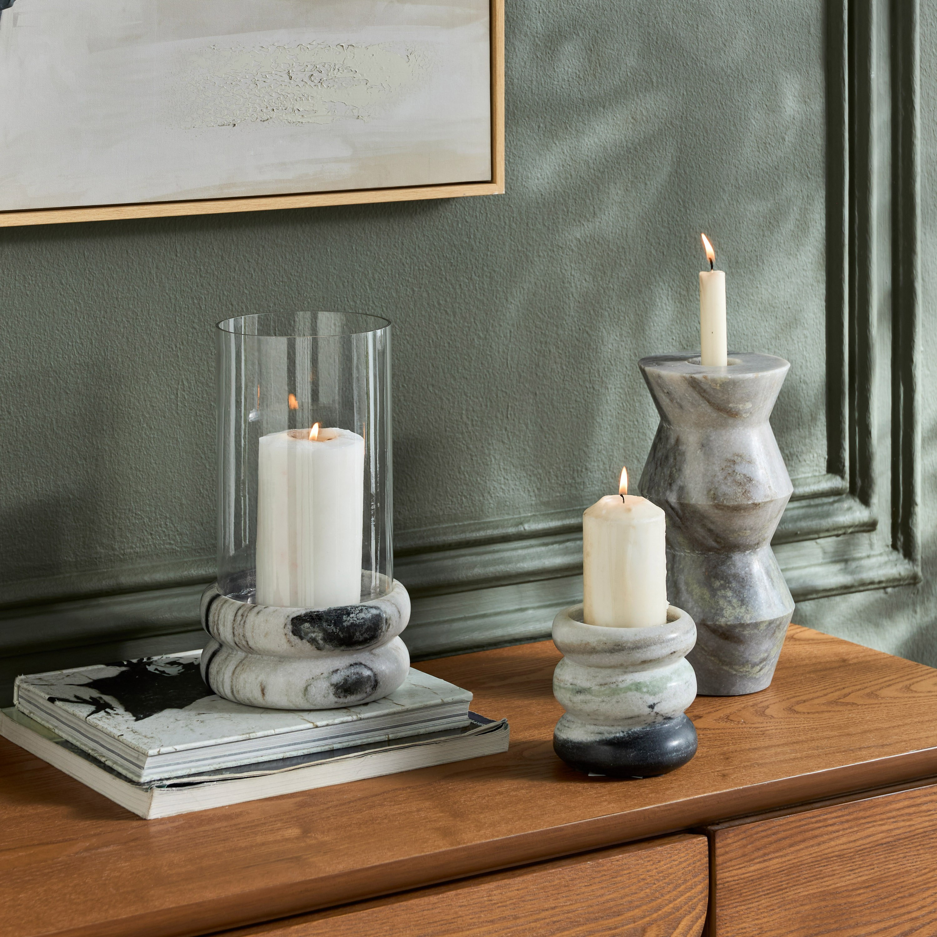 Nouf Panda Marble Pillar Candleholder - 11 cm-household-decor-candleholdersandlanterns-image-5