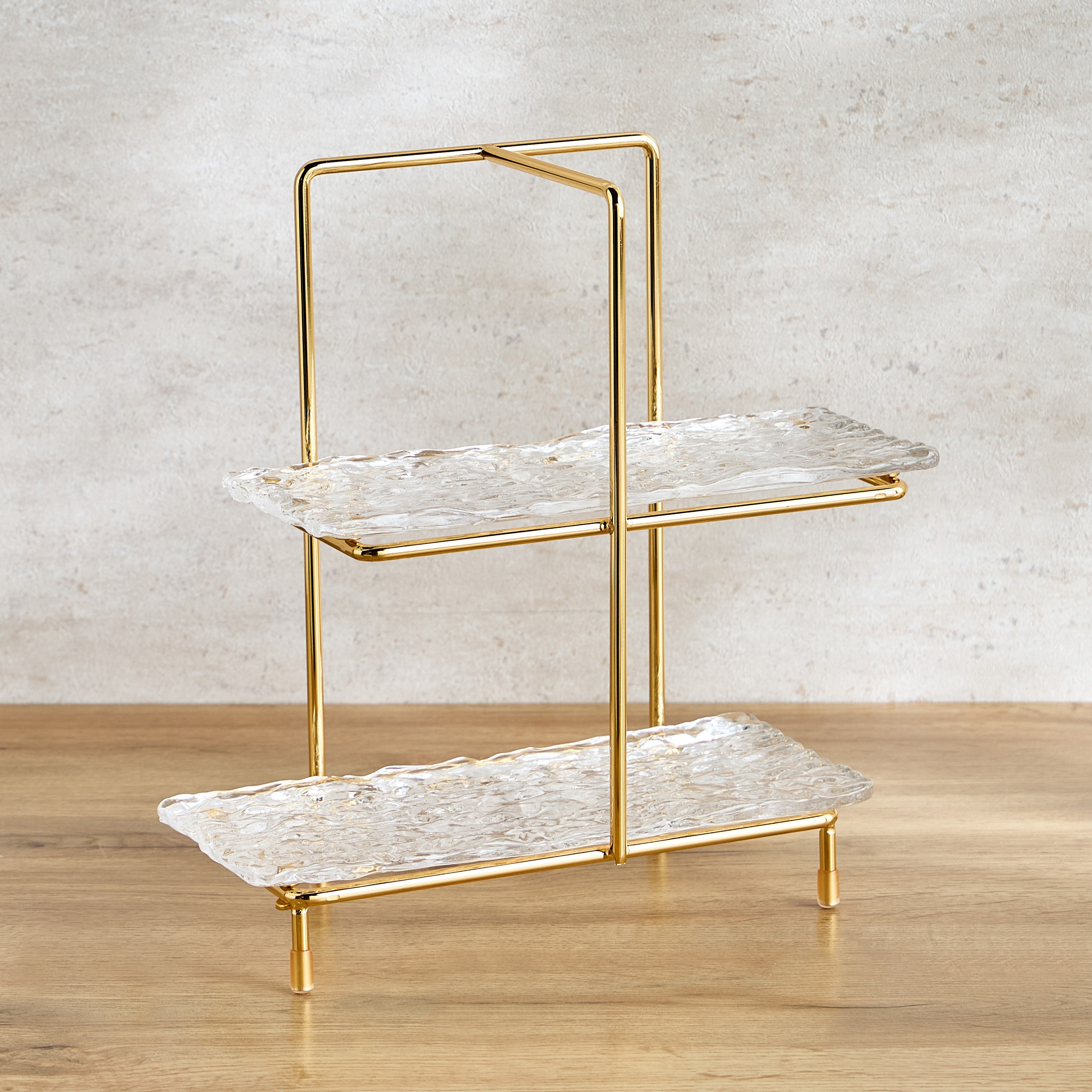 Huda Frost Glass 2-Tier Decorative Platter - 25 cm