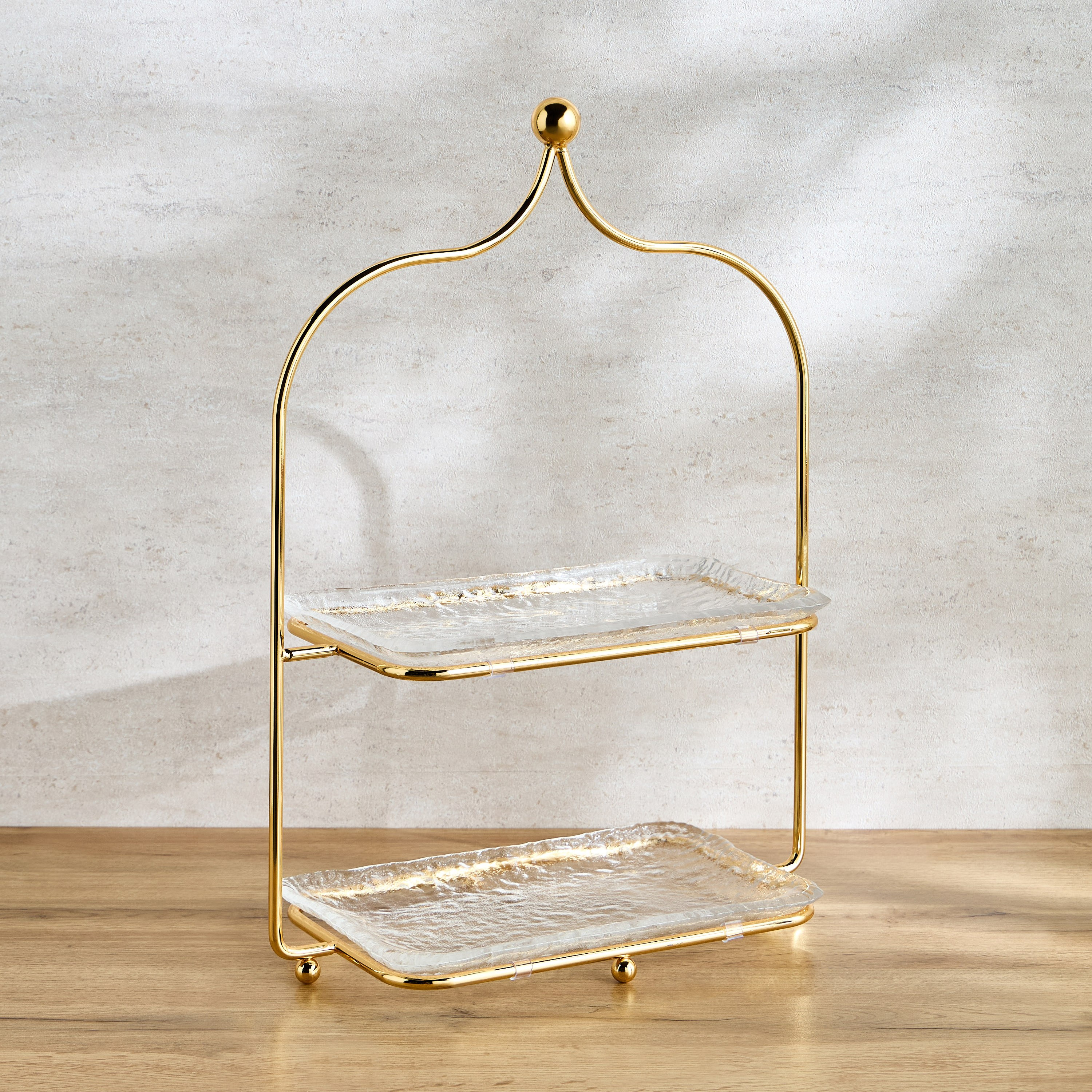 Huda Frost Glass 2-Tier Decorative Platter - 37 cm
