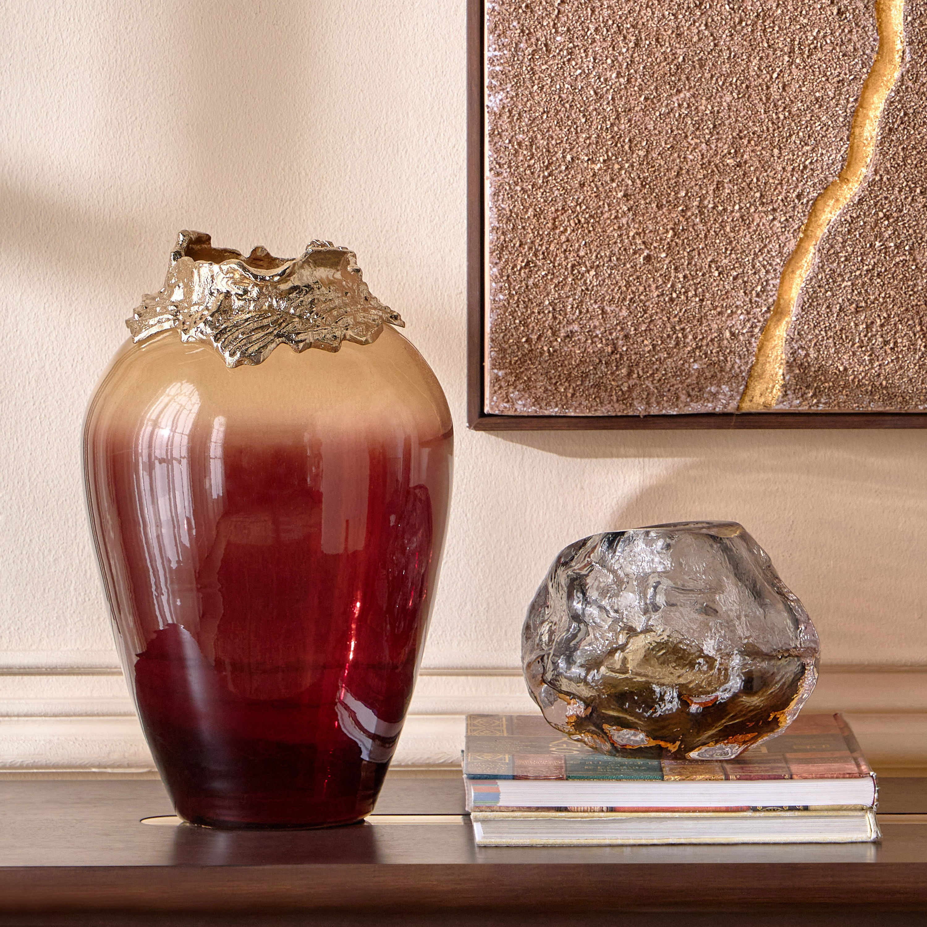 Dahab Textured Glass Vase - 14 cm-household-decor-vasesandbowls-image-3
