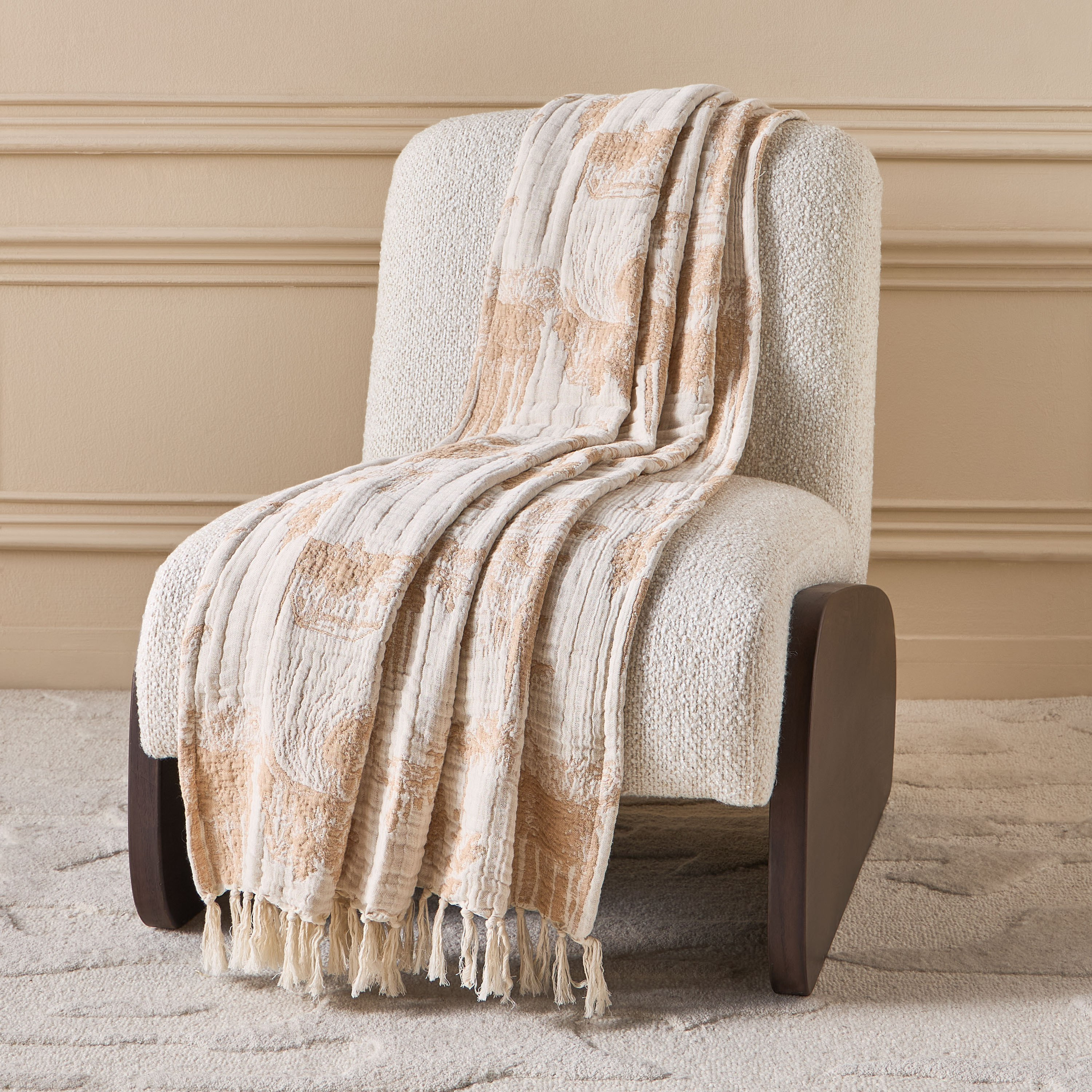 Aniyah Jacquard Cotton Throw - 130x170 cm-household-cushionsandthrows-throwsandblankets-throws-image-1