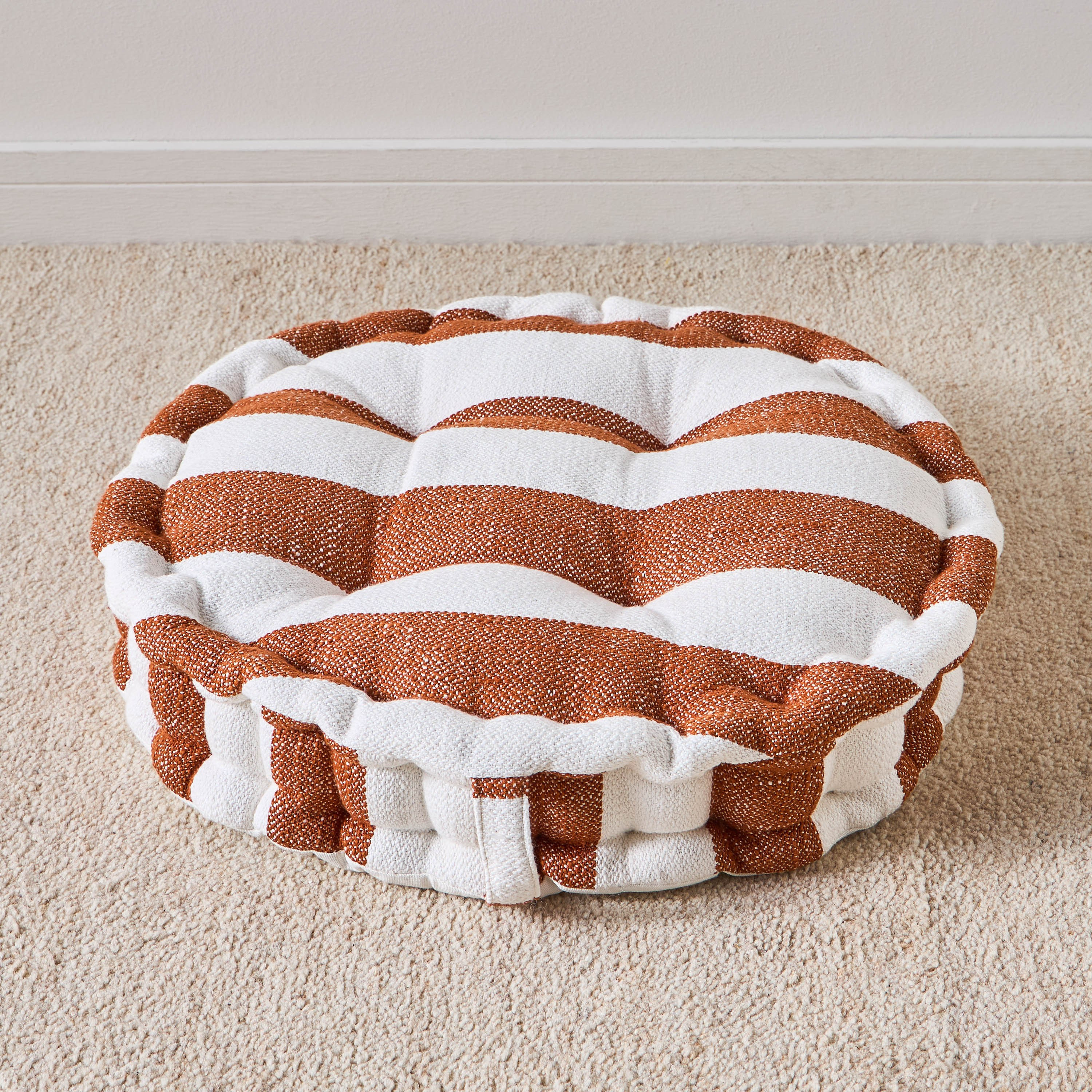 Lyla Slub Stripes Floor Cushion - 50x50 cm-household-cushionsandthrows-floorcushions-image-1