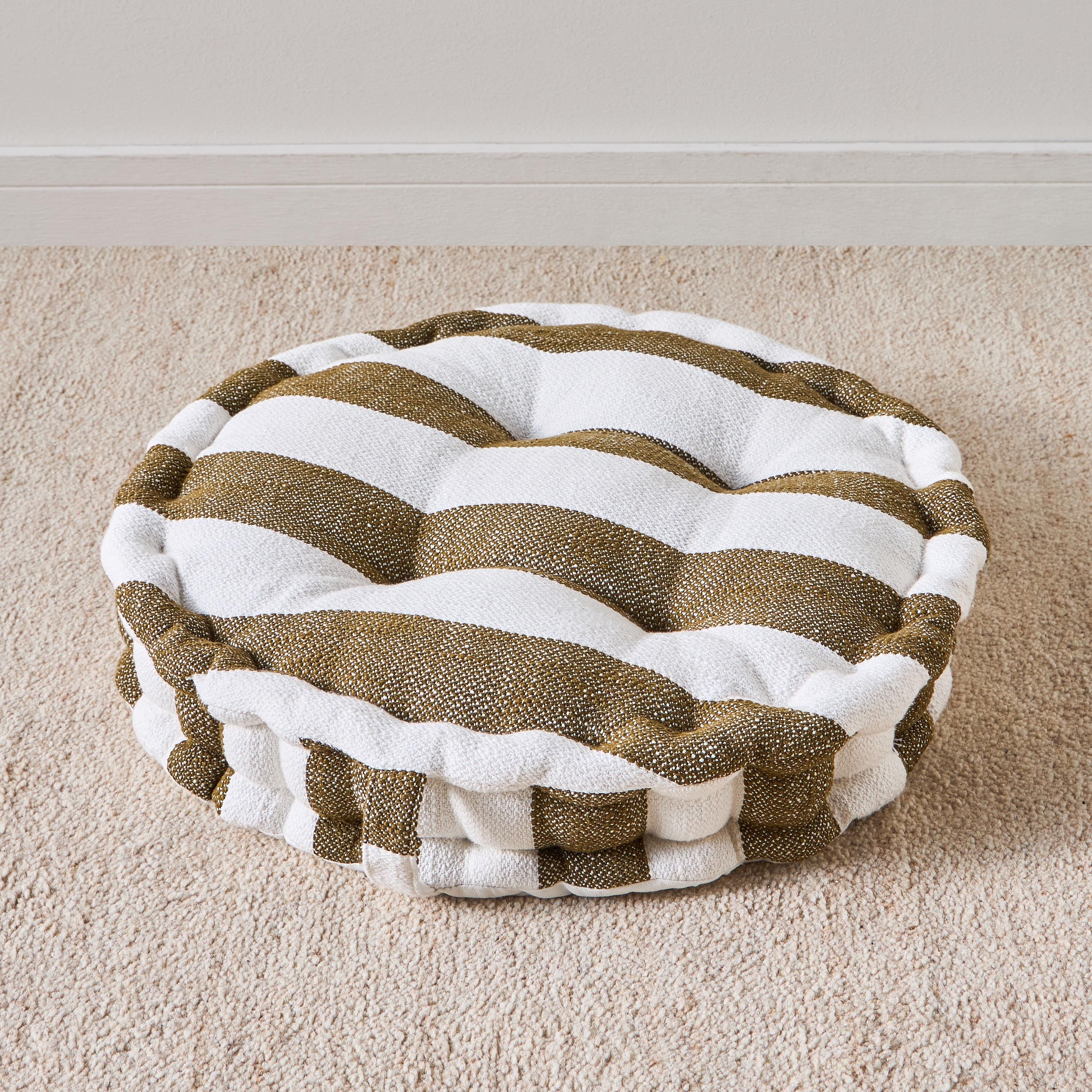Lyla Slub Stripes Floor Cushion - 50x50 cm-household-cushionsandthrows-floorcushions-image-1