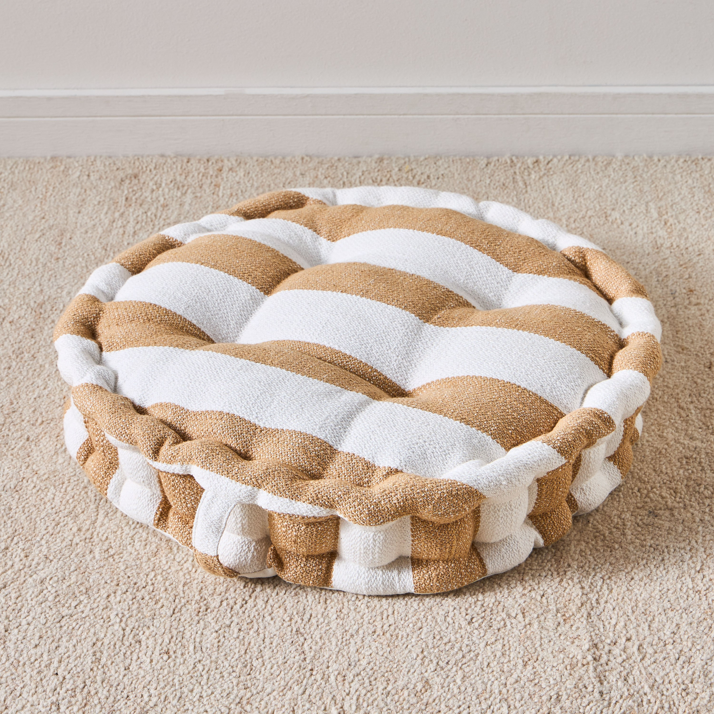 Lyla Slub Stripes Floor Cushion - 50x50 cm-household-cushionsandthrows-floorcushions-image-1