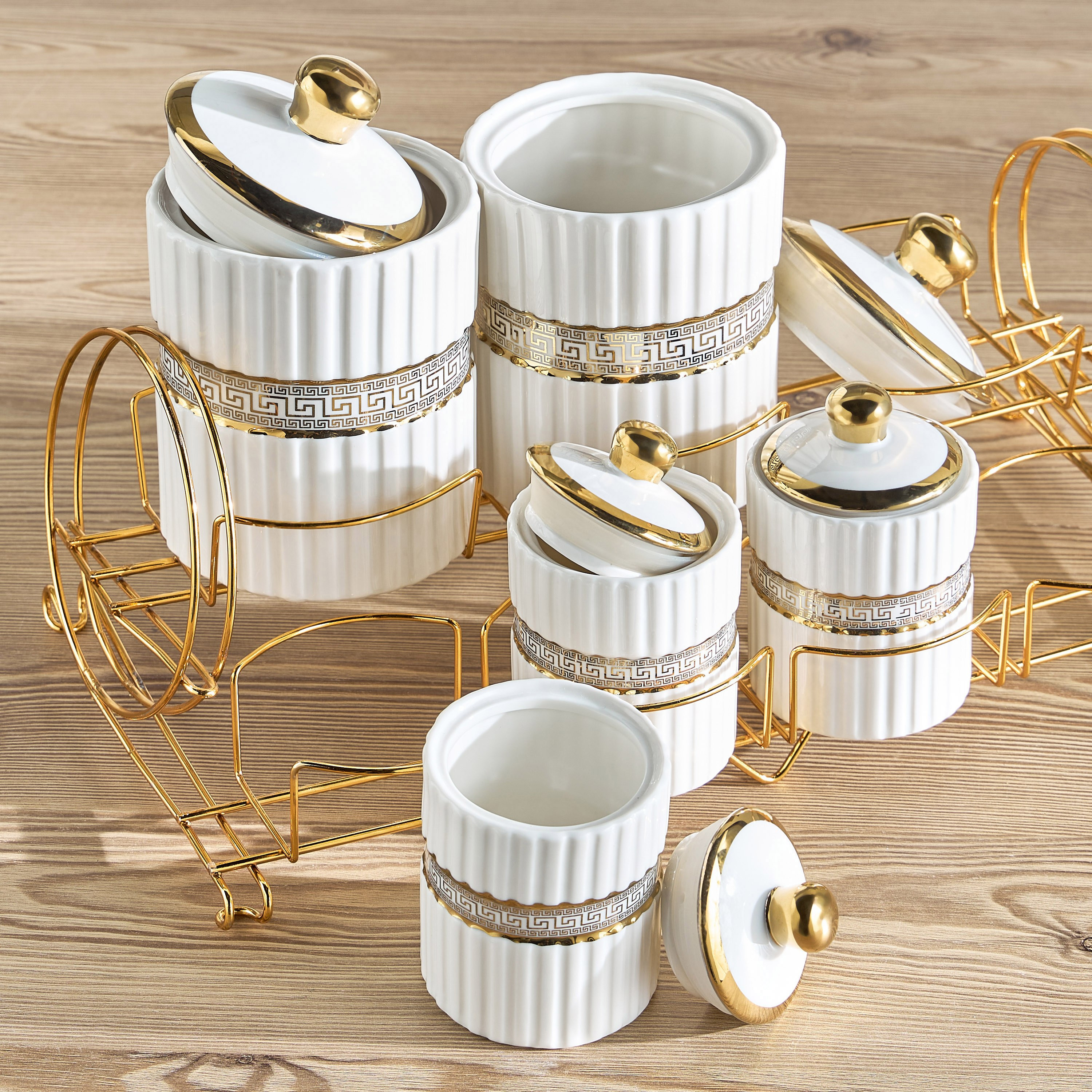 طقم علب 7 قطع مع حامل - فييرا-household-kitchen-foodstorage-canistersandjars-image-2