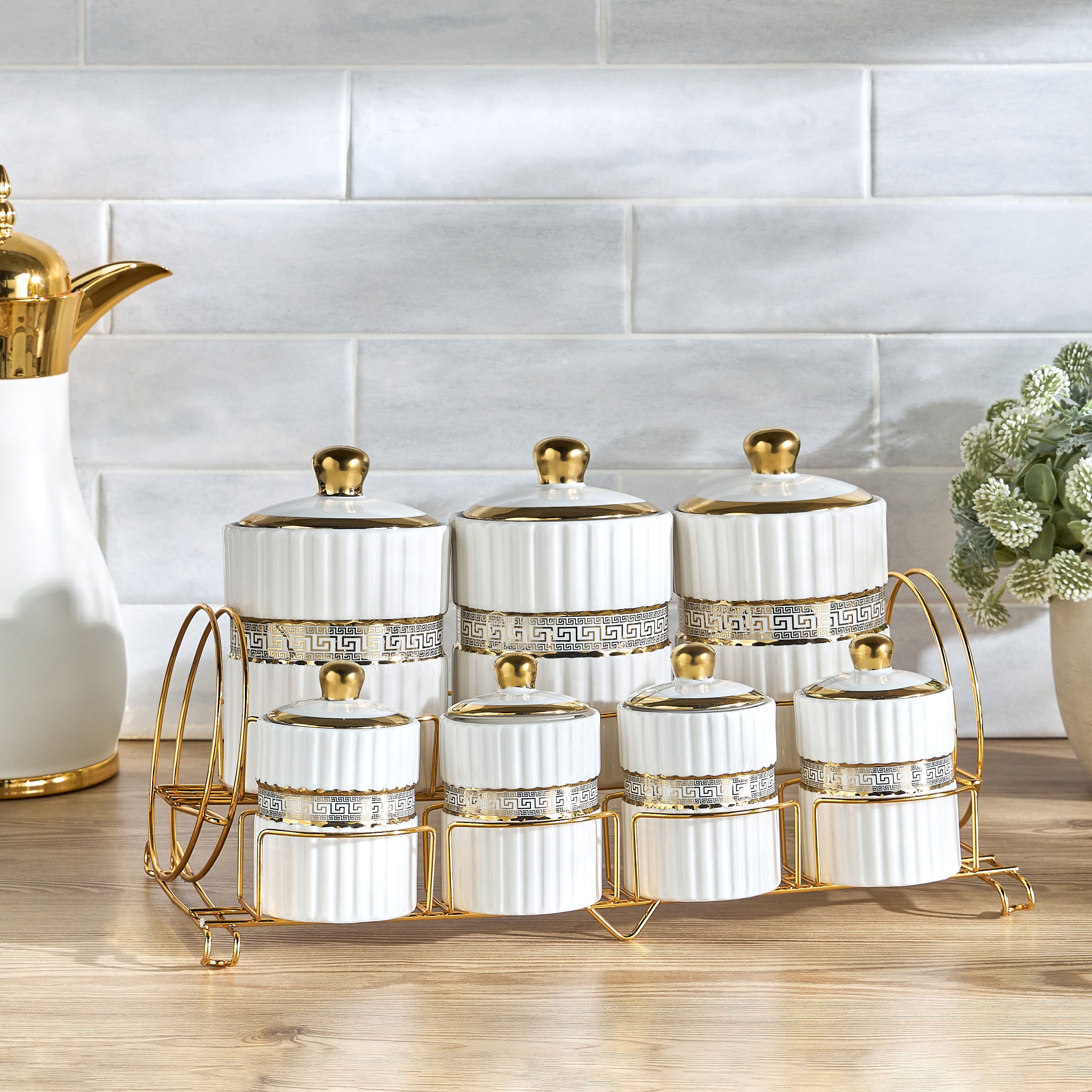 طقم علب 7 قطع مع حامل - فييرا-household-kitchen-foodstorage-canistersandjars-image-3