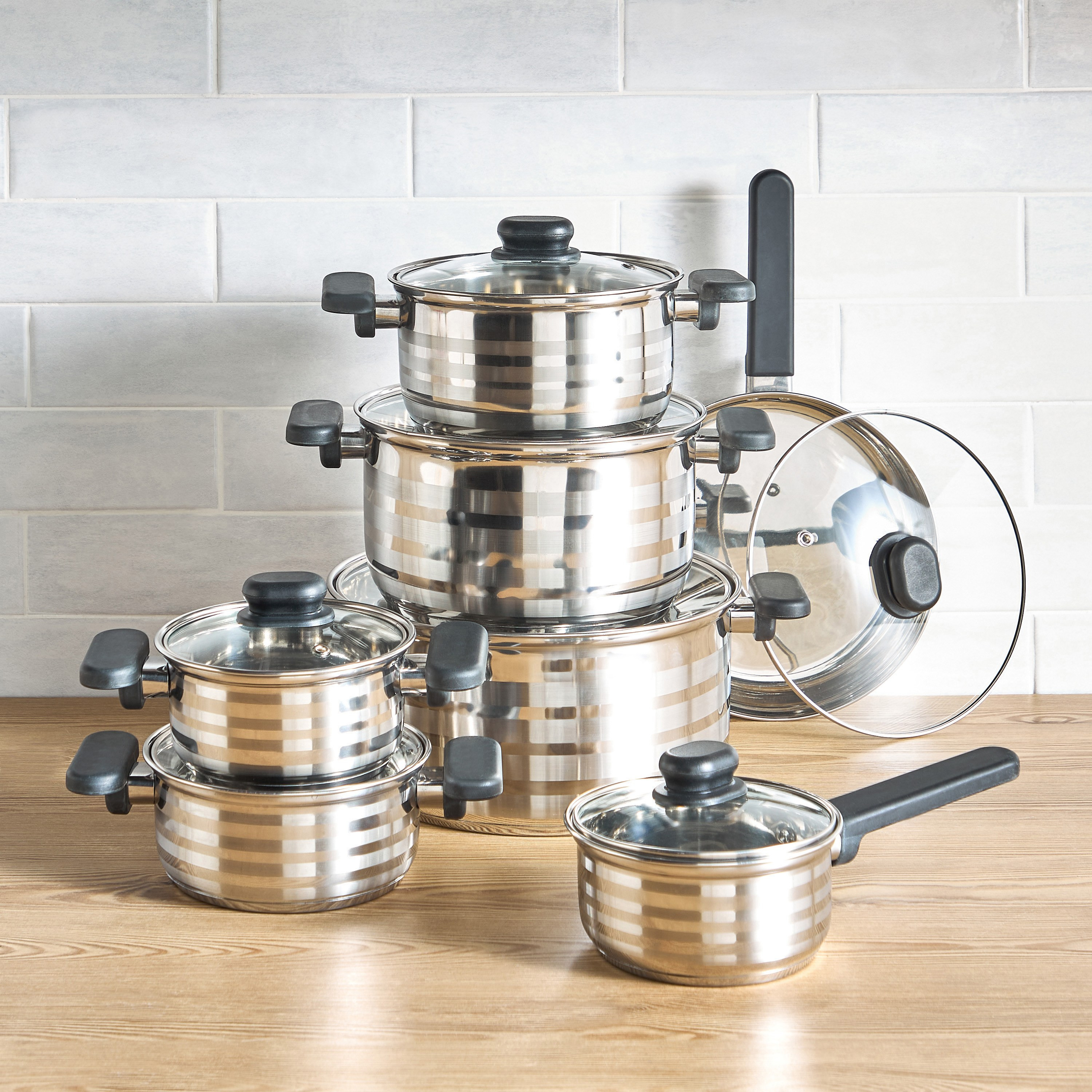 Trazzini 14-Piece Stainless Steel Cookware Set-household-kitchen-cookware-cookwareandsets-image-1