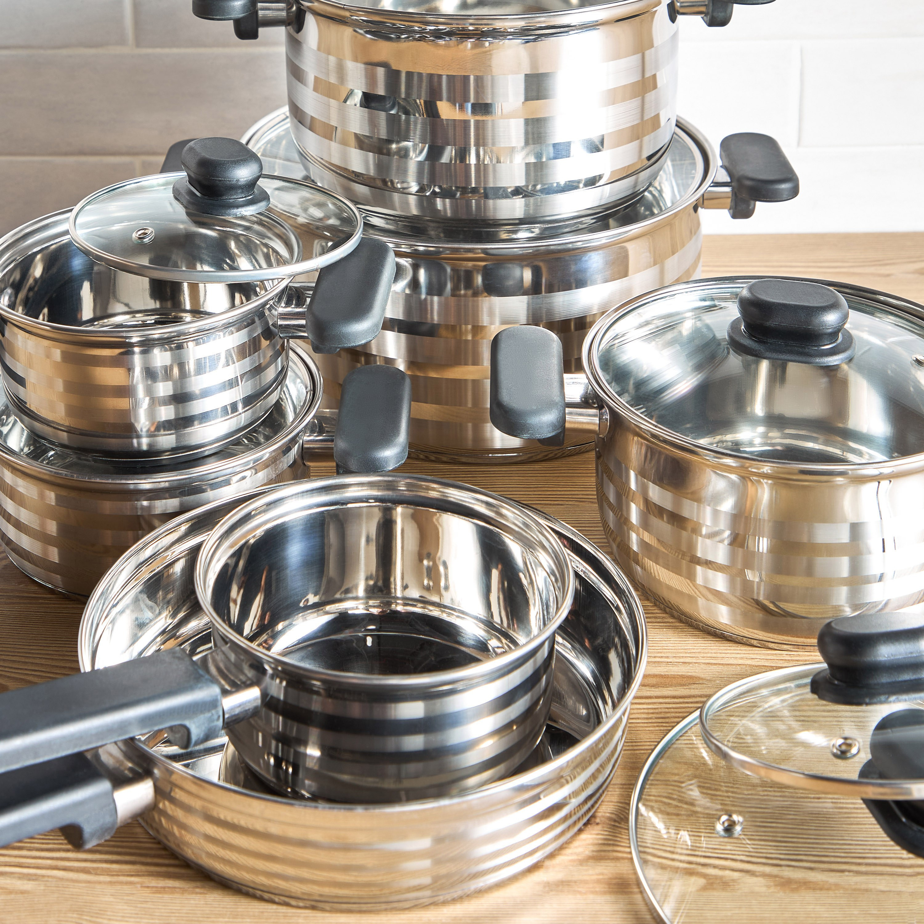 Trazzini 14-Piece Stainless Steel Cookware Set-household-kitchen-cookware-cookwareandsets-image-2
