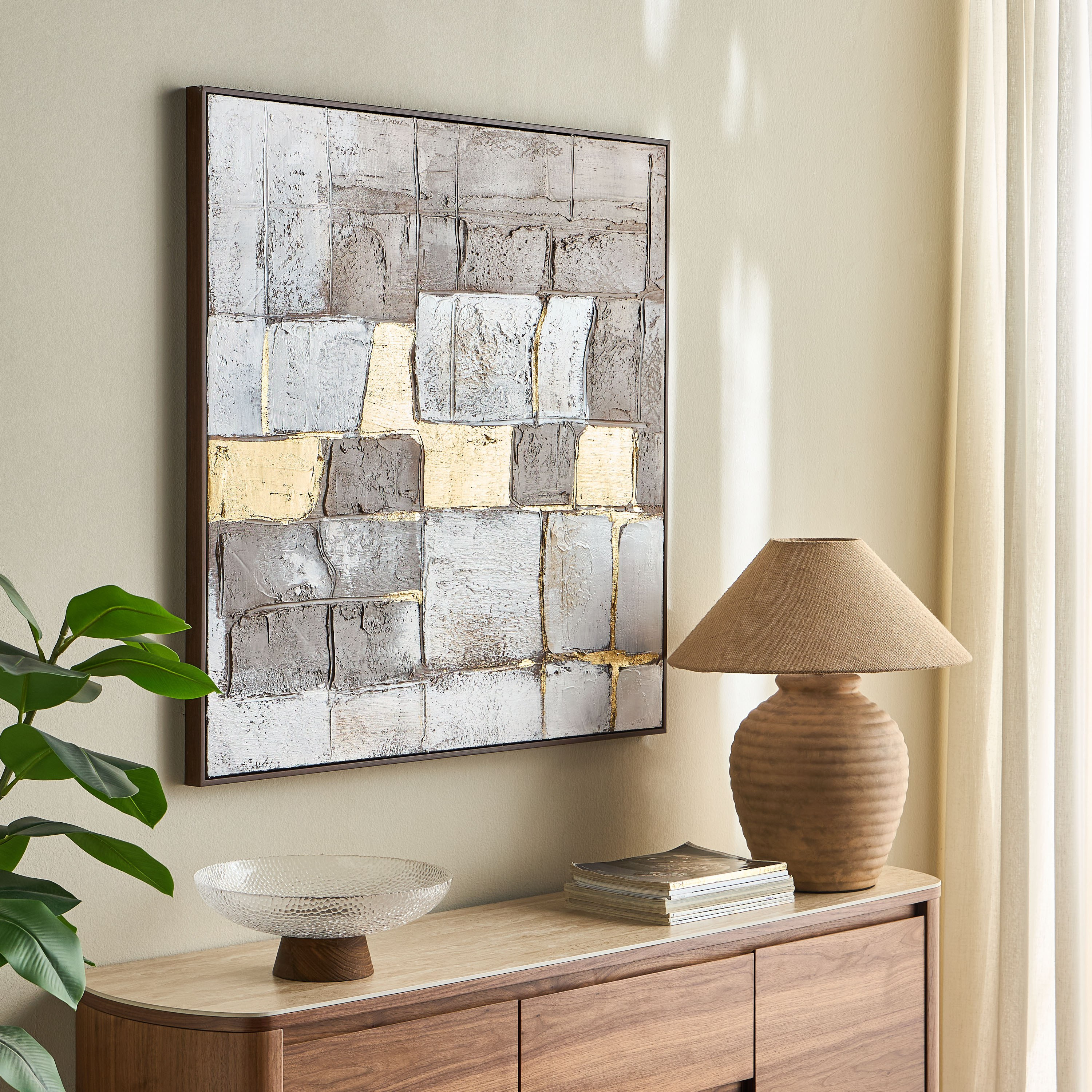 Echo Oil Painting Framed Canvas Wall Art - 100x100 cm-household-walldecorandmirrors-wallart-image-4