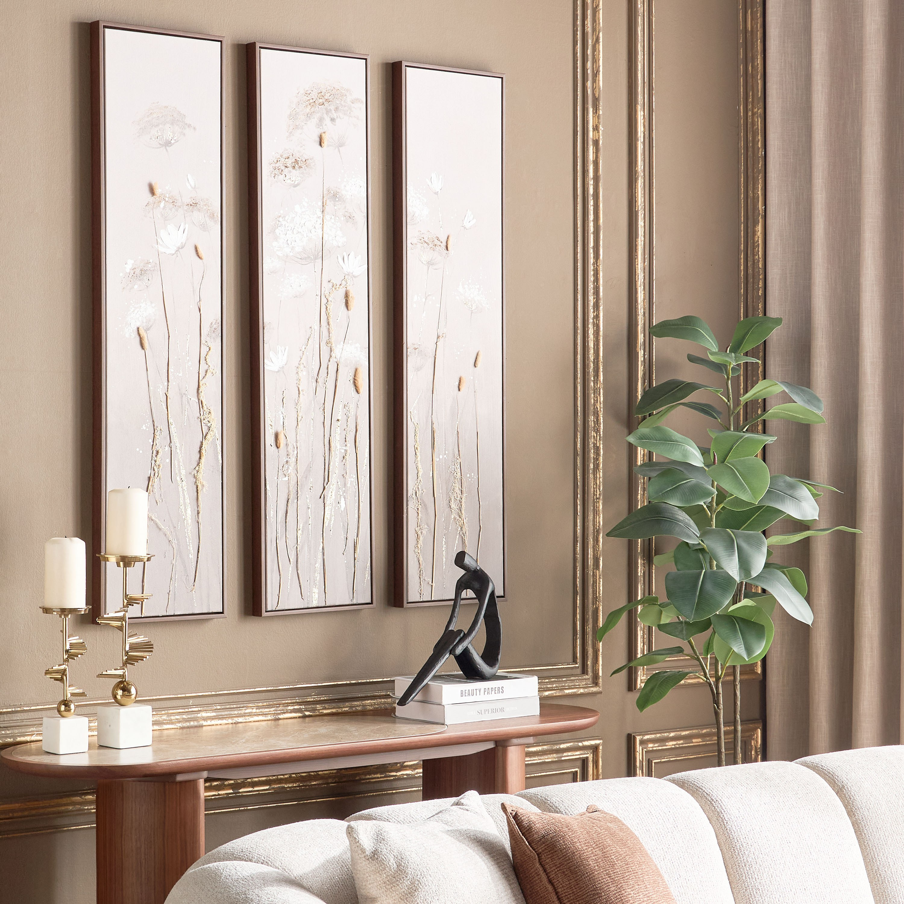 Bask Panel 3-Piece Framed Canvas Oil Painting Wall Art Set - 90x120 cm-household-walldecorandmirrors-wallart-image-3