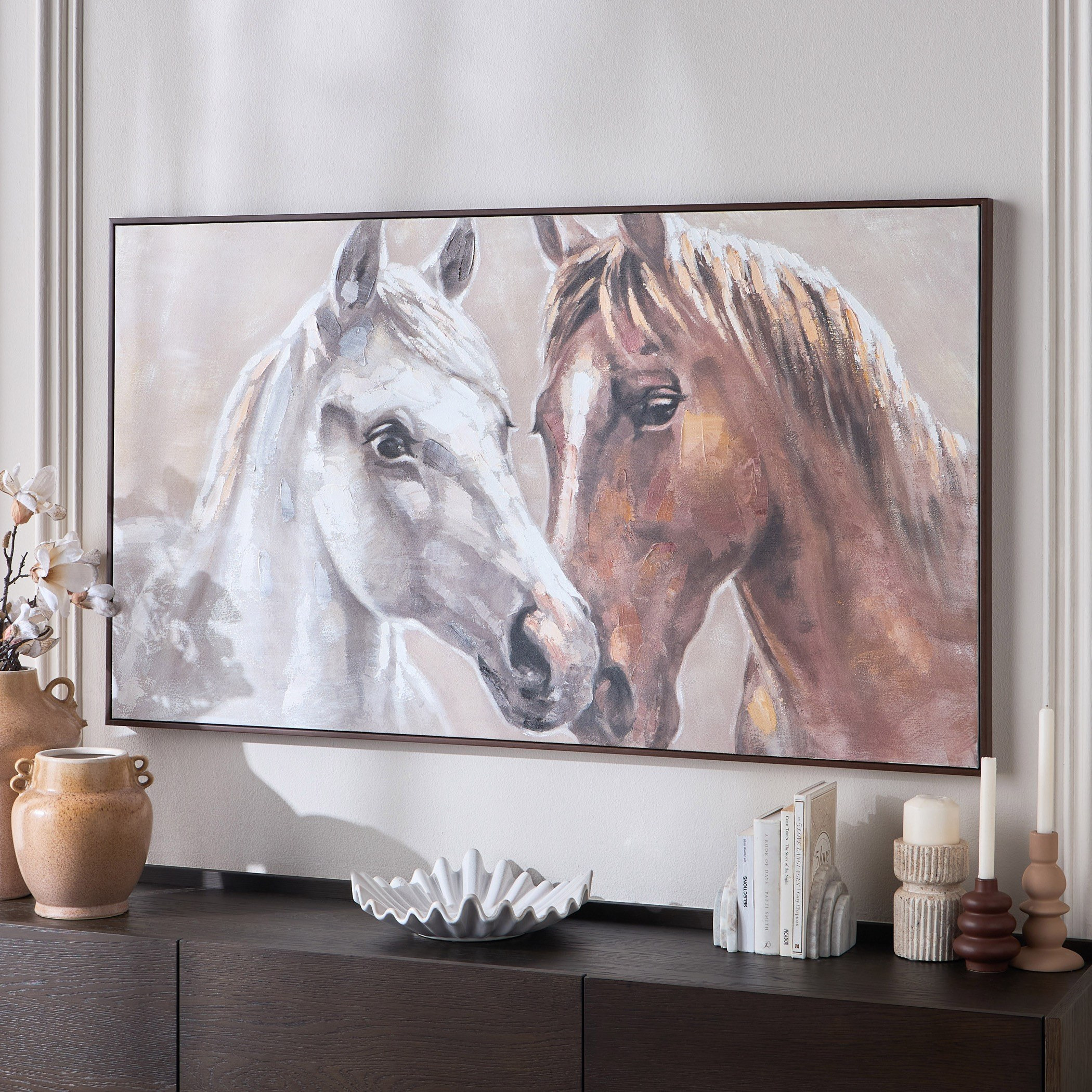 Equine Oil Painting Framed Canvas Art - 80x140 cm-household-walldecorandmirrors-wallart-image-3