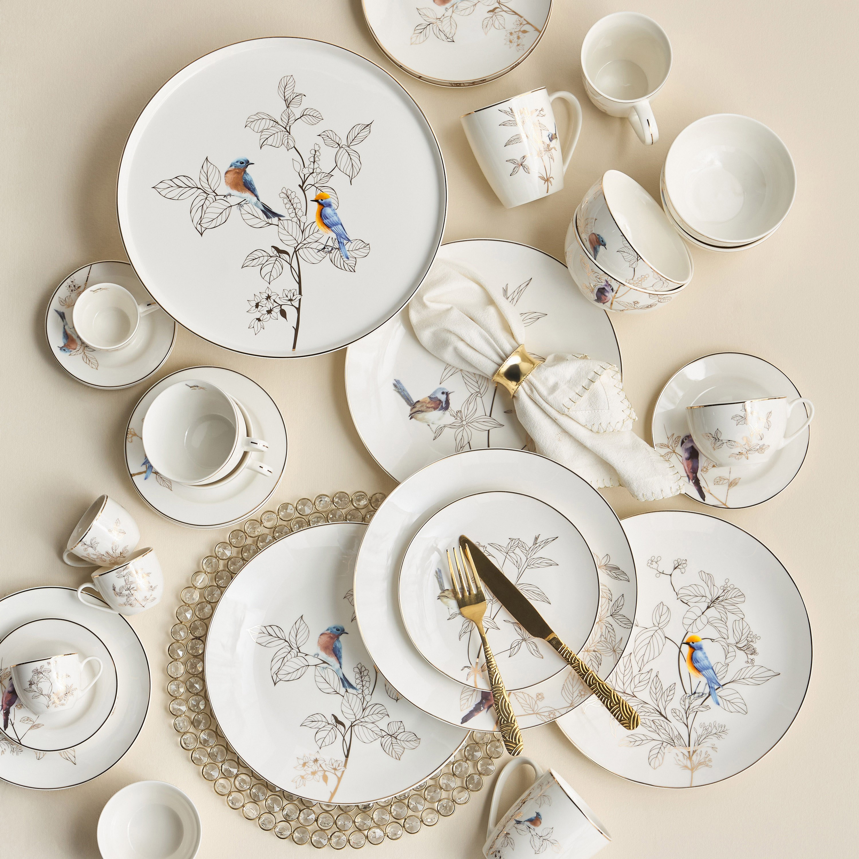 Courtyard 4-Piece New Bone China Mug Set - 320 ml-household-dining-teaandcoffee-teaandcoffeesets-image-3