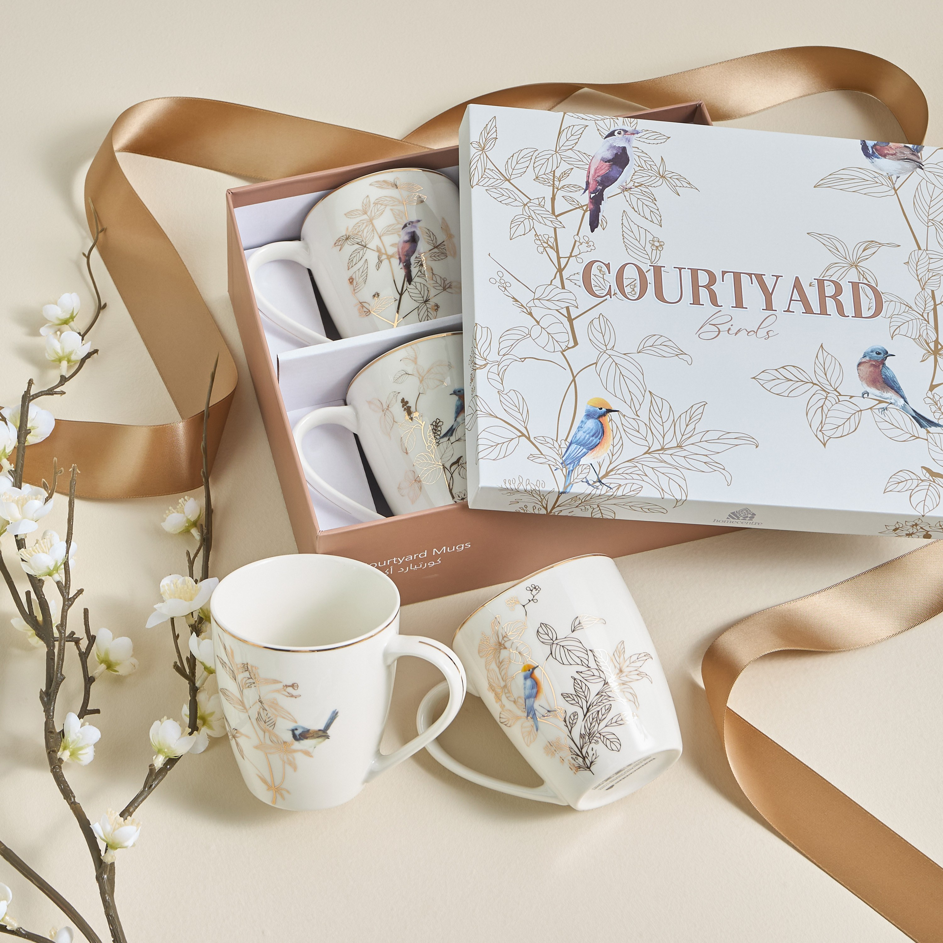 Courtyard 4-Piece New Bone China Mug Set - 320 ml-household-dining-teaandcoffee-teaandcoffeesets-image-4