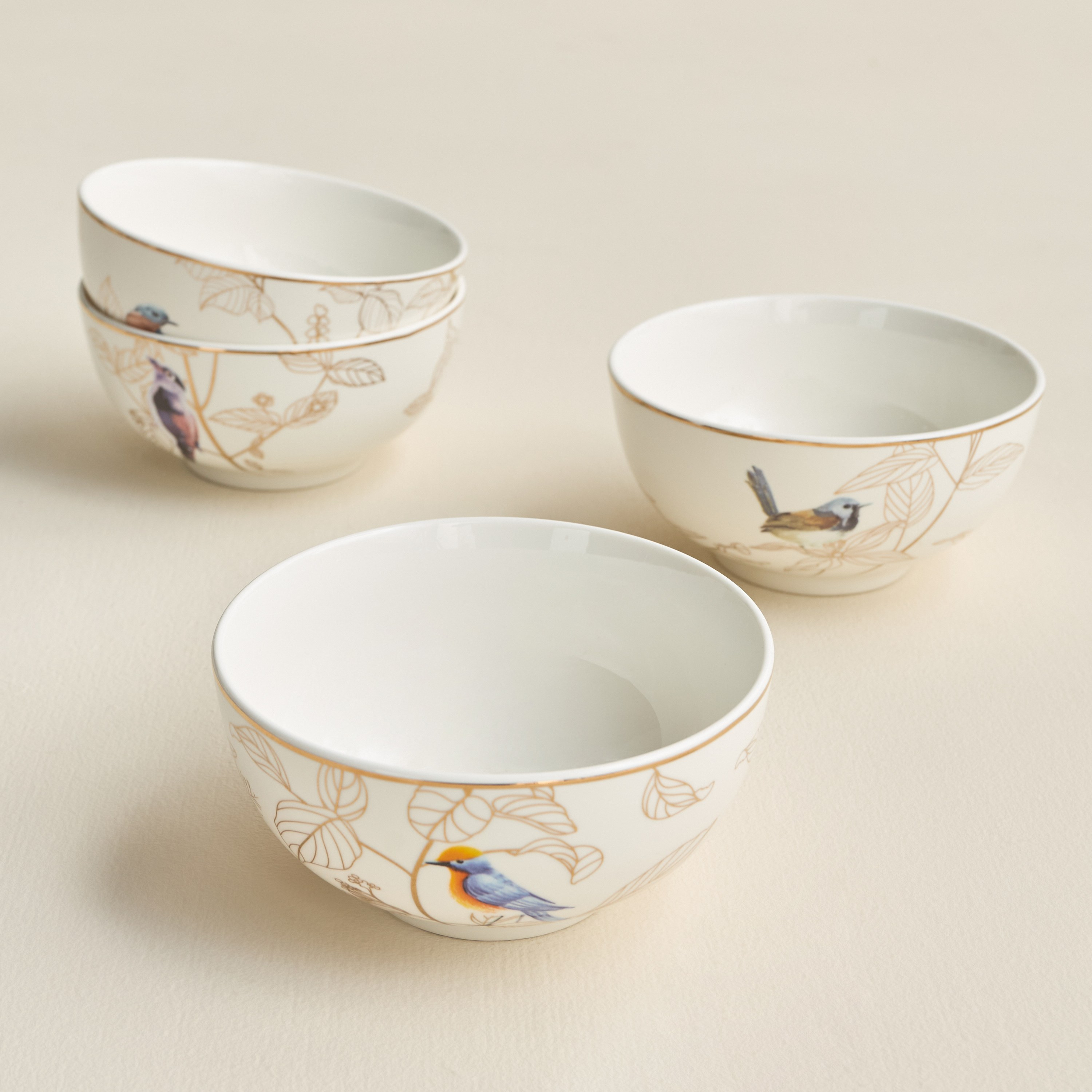 Courtyard 4-Piece New Bone China Serving Bowl Set - 12 cm