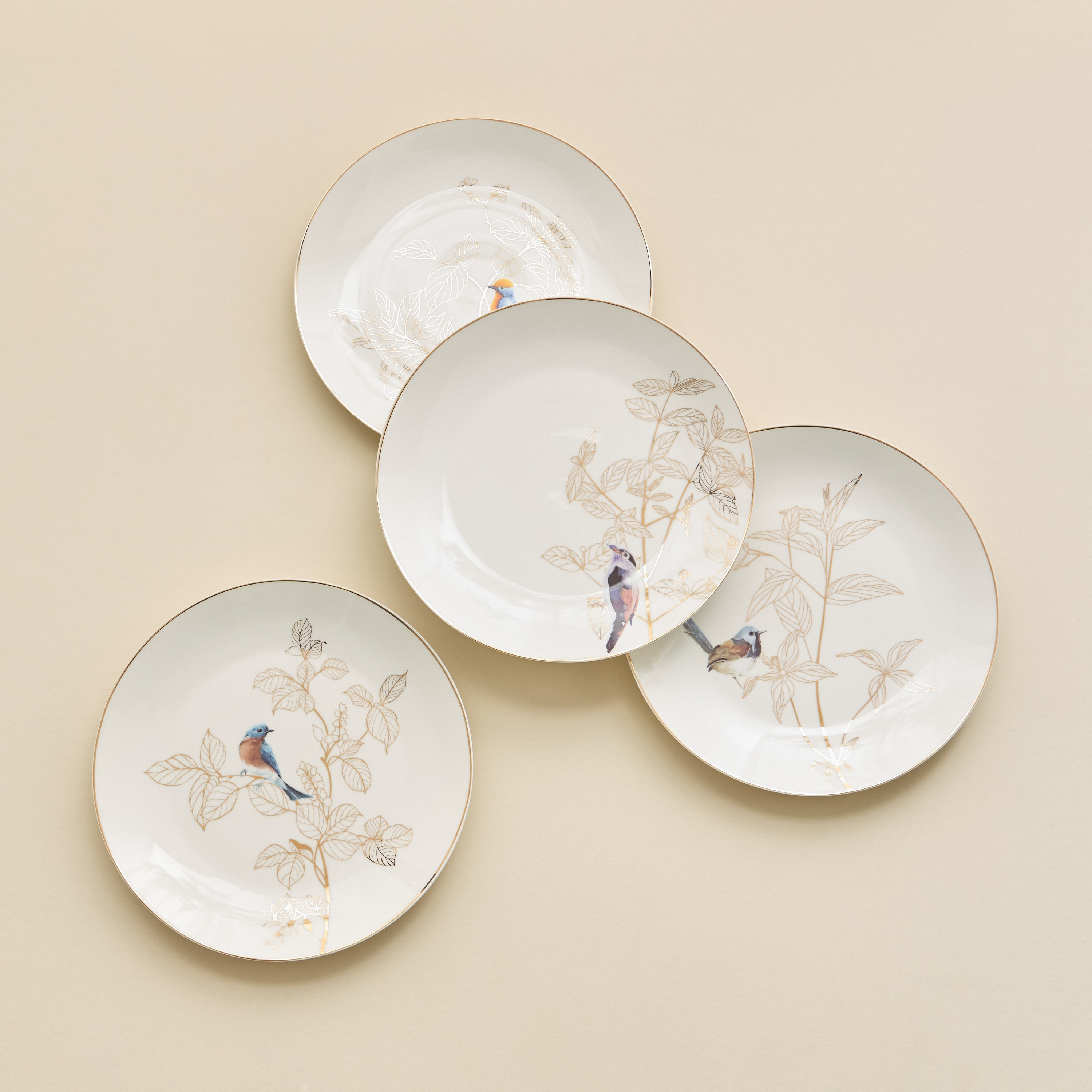Courtyard 4-Piece New Bone China Serving Plate Set - 27 cm
